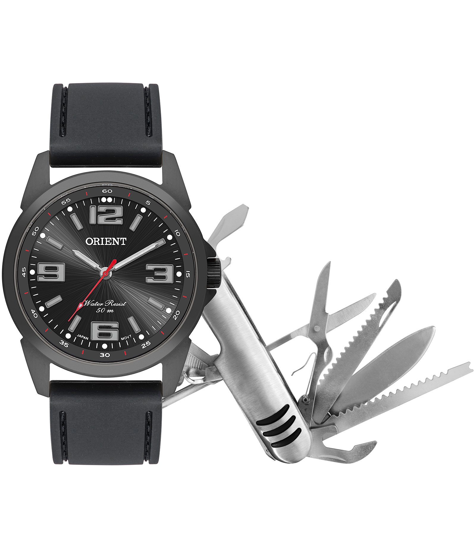 Relógio Analógico Aço e Silicone Orient Preto 1