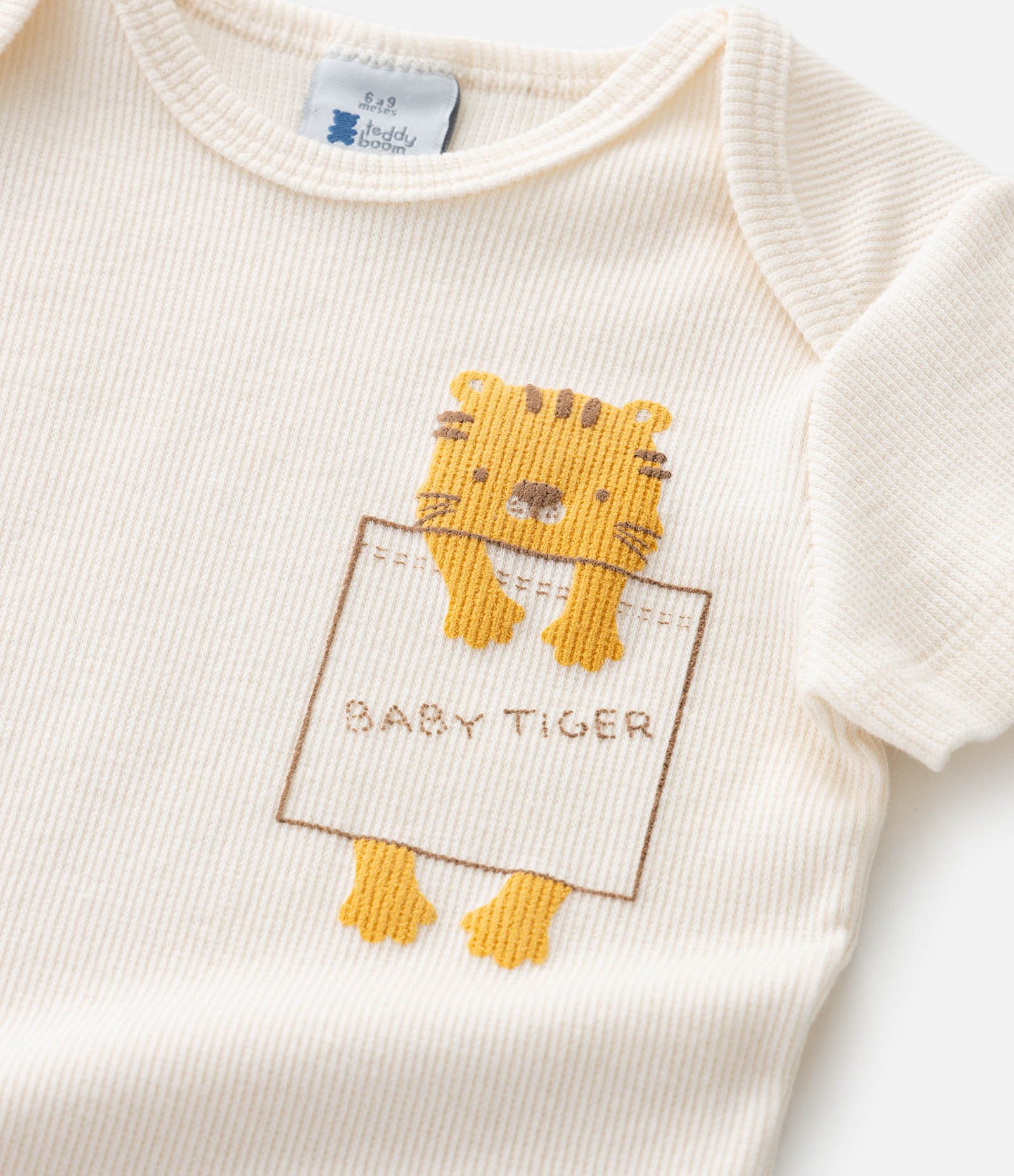 Body Bebê Canelado com Estampa Tigre – Tam 0 a 24 Meses Off White 7