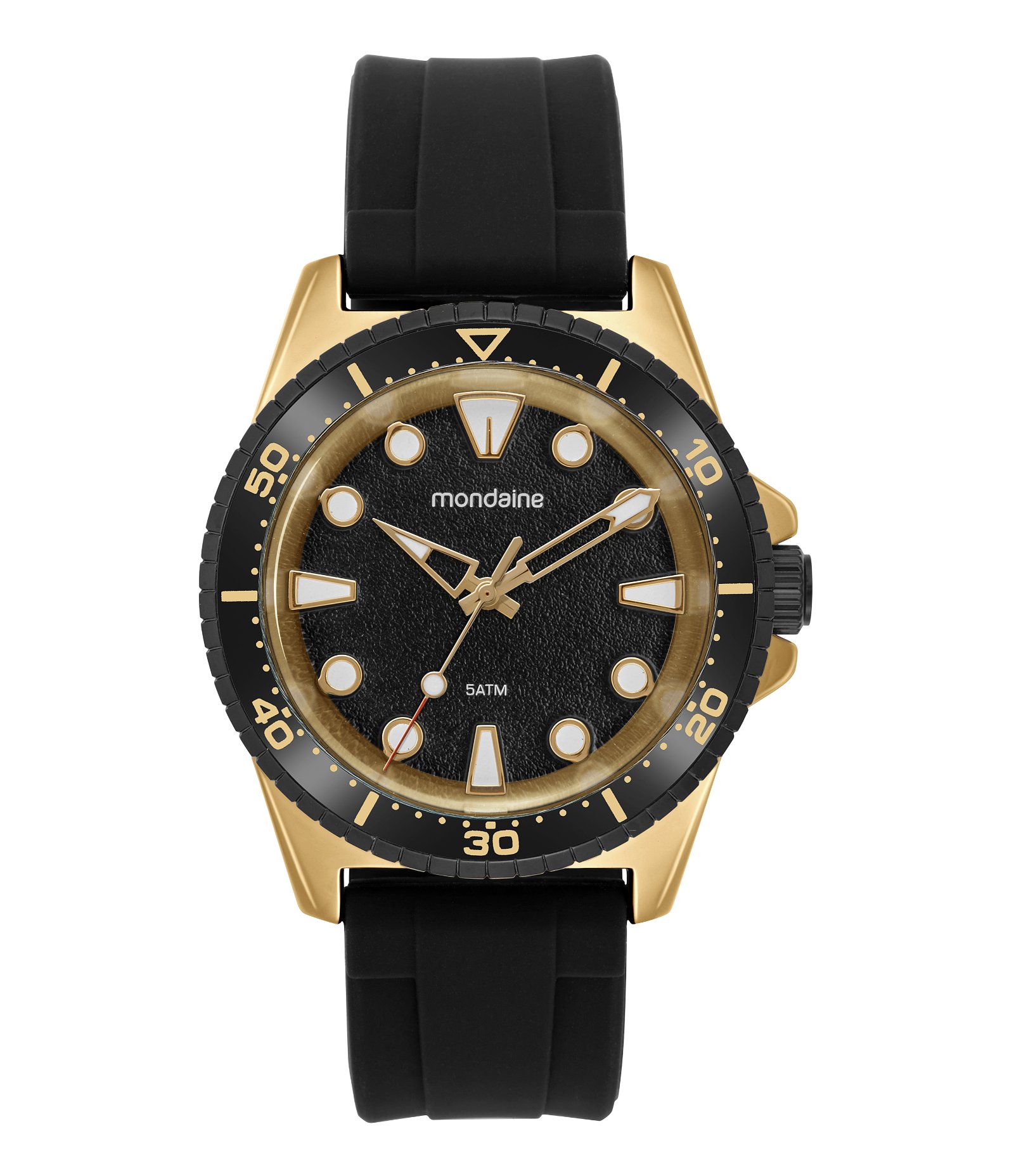 Relógio Silicone Masculino Analógico Com Caixa Em Metal E Pulseira Em Silicone Mondaine Preto 1