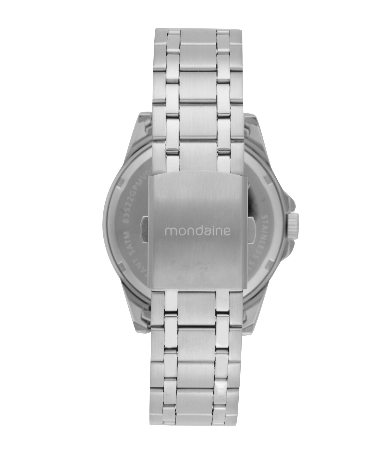 Relógio Aço Masculino Analógico Com Calendário Com Caixa Em Metal Cromado E Pulseira Em Aço Mondaine Prata 3