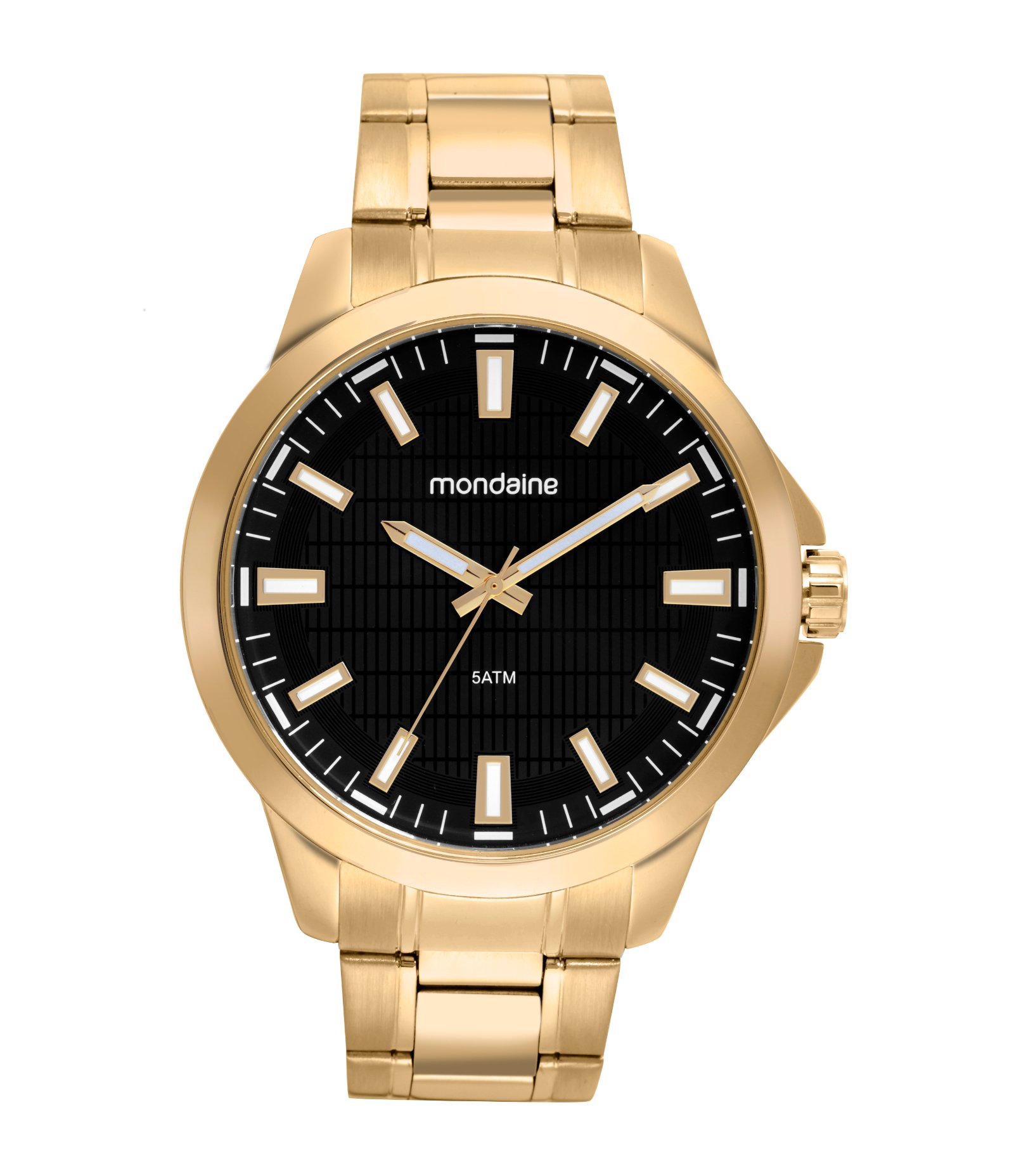 Relógio Aço Masculino Analógico Com Caixa Em Metal E Pulseira Em Aço Mondaine Dourado 1