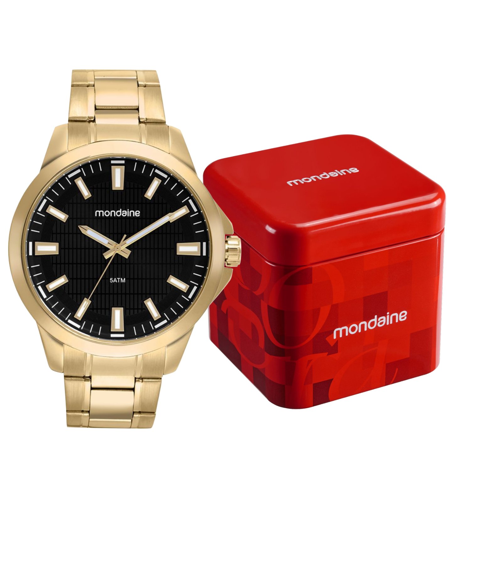 Relógio Aço Masculino Analógico Com Caixa Em Metal E Pulseira Em Aço Mondaine Dourado 2