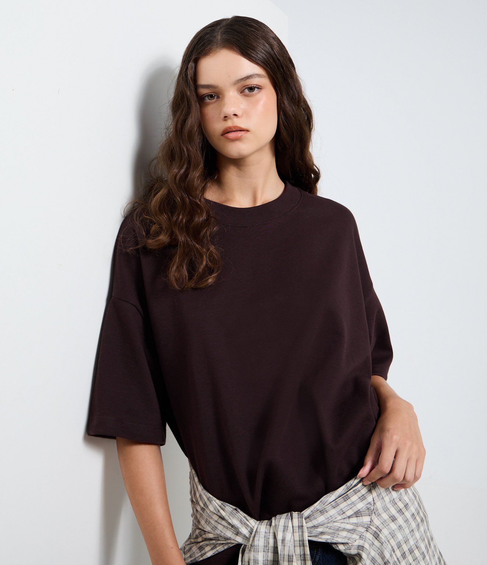 Camiseta Over Malhão com Manga Curta Marrom 1