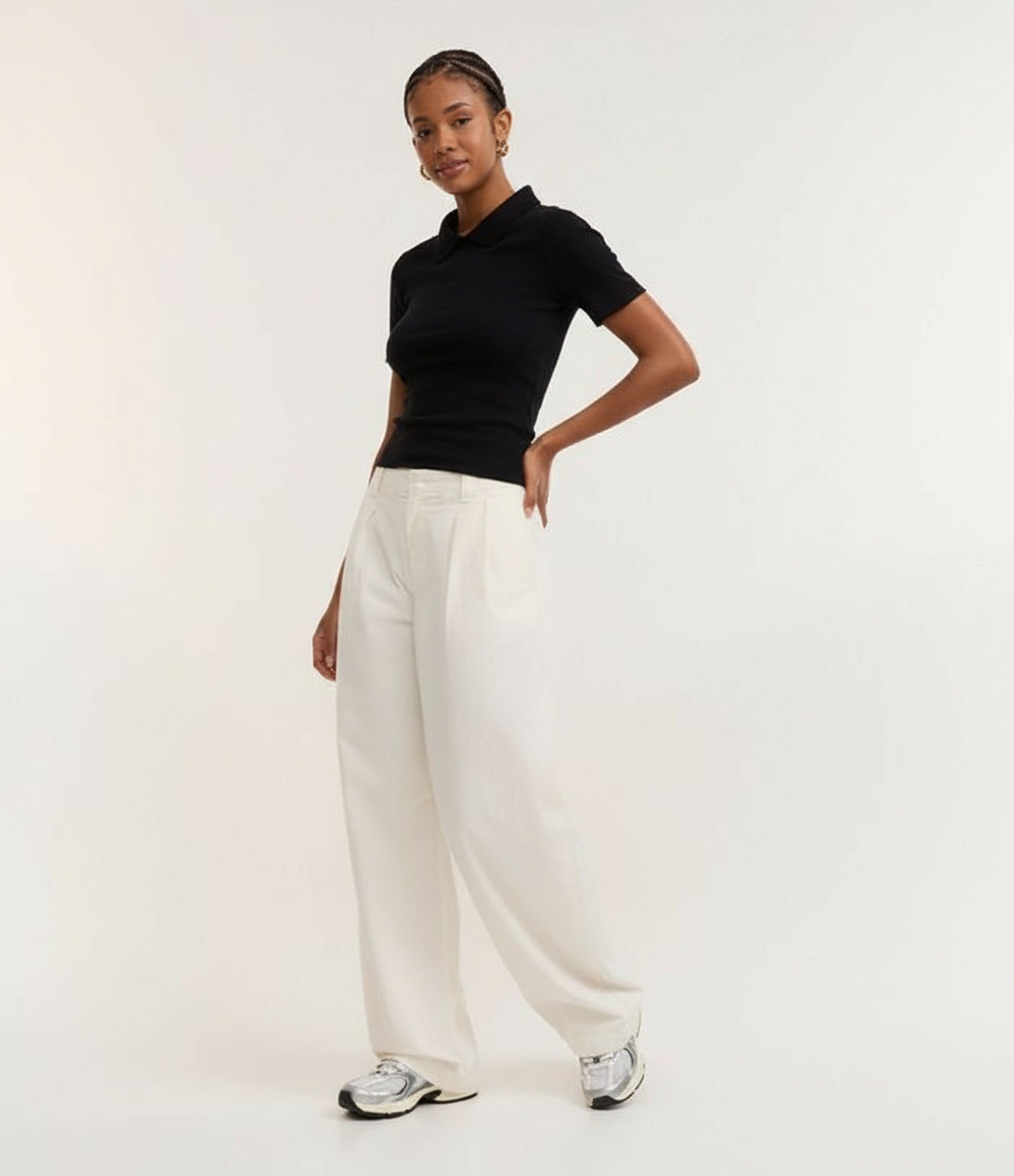 Blusa Polo em Ribana com Manga Curta Preto 4