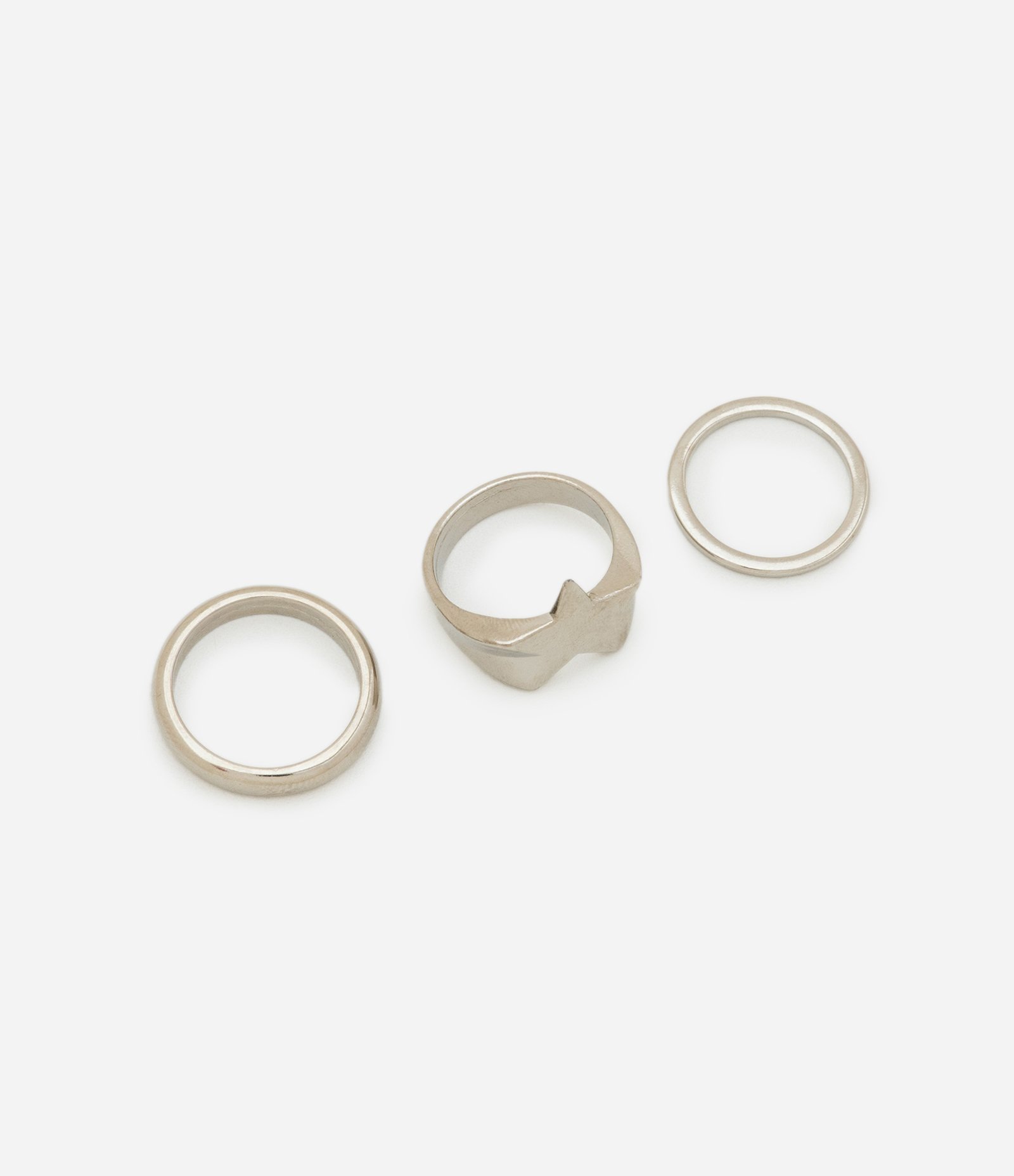 Kit 03 Anéis de Metal Variados Prata 1