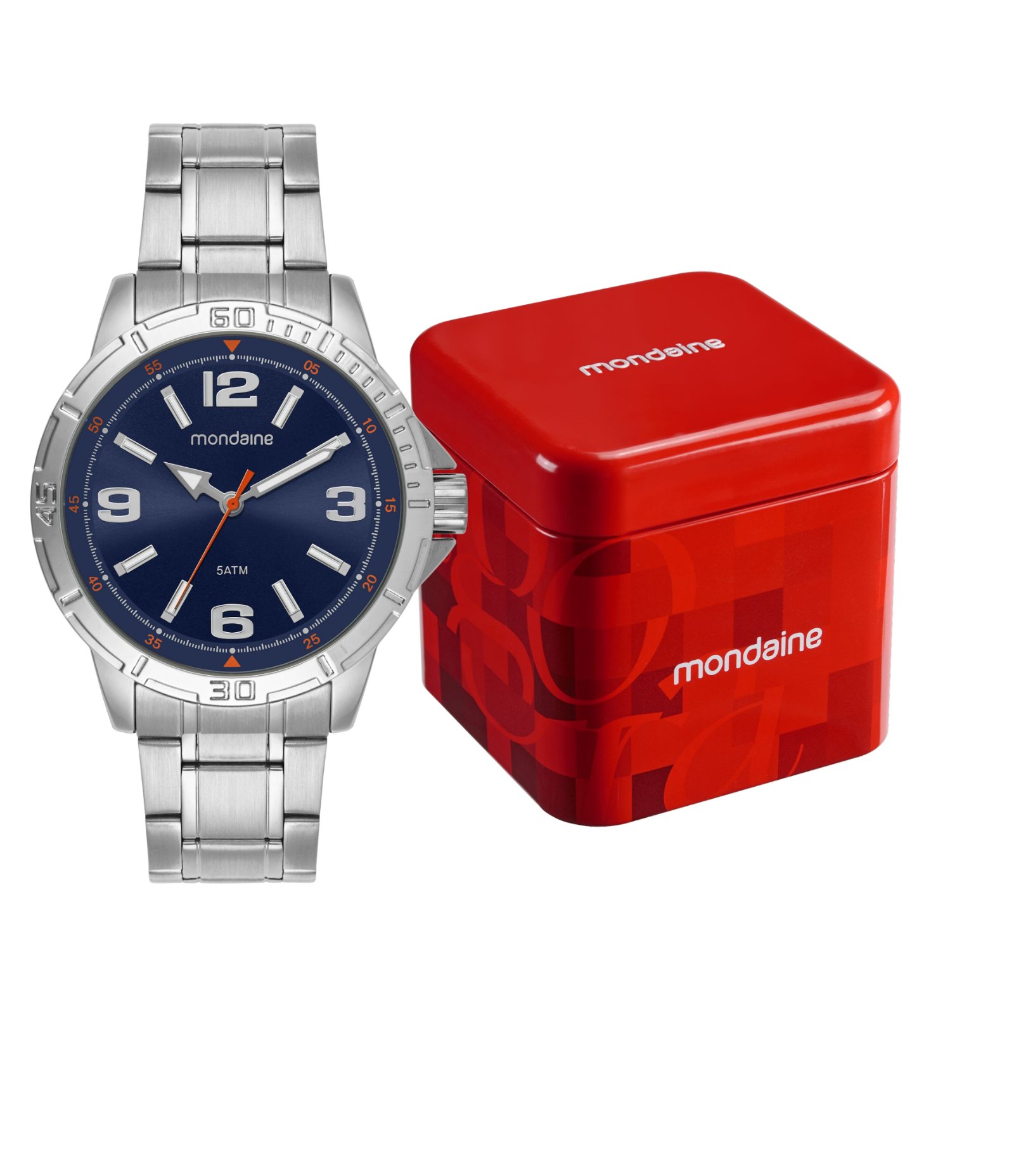 Relógio Aço Masculino Analógico Com Caixa Em Metal Cromado E Pulseira Em Aço Mondaine Prata 2