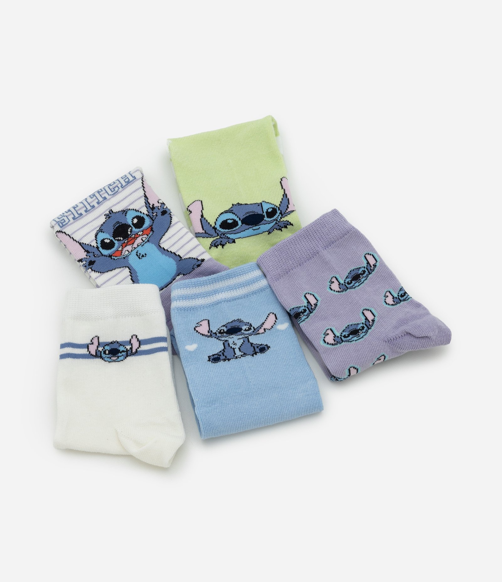 Kit 05 Meias Infantis com Estampa Stitch – Tam 19/22 a 31/34 Sortido 3