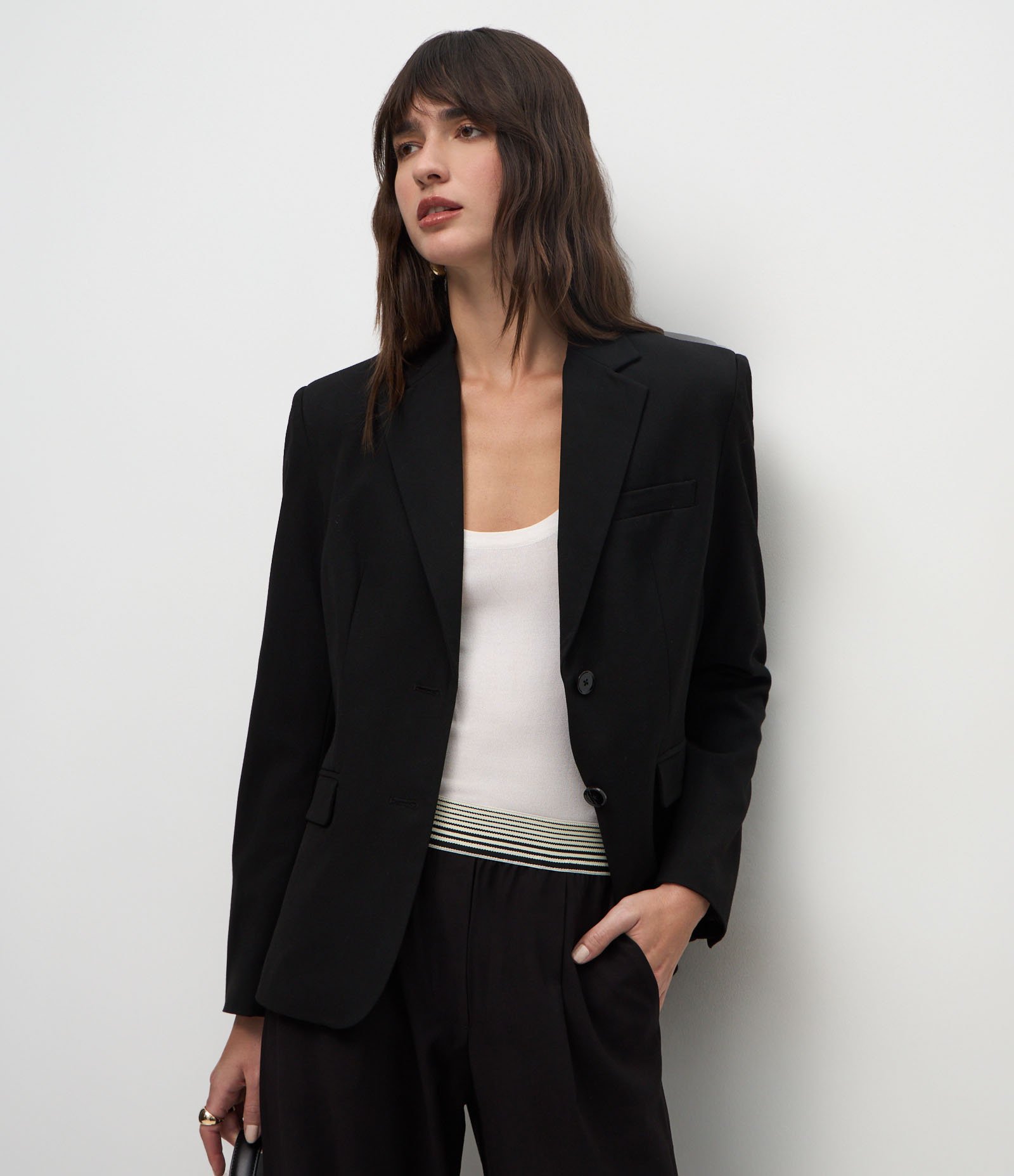 Blazer Alfaiatado com Gola Lapela Preto 1