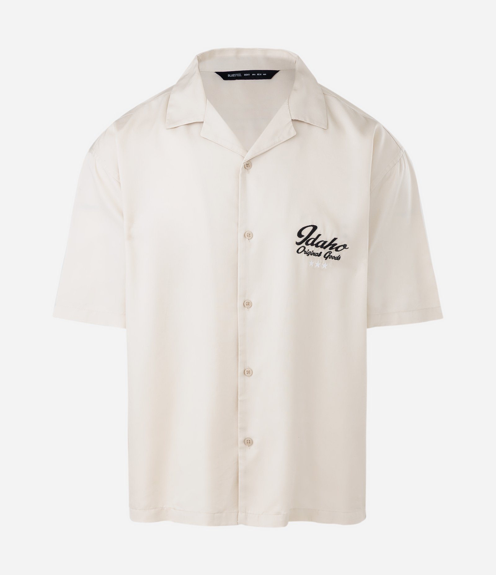 Camisa Manga Curta Boxy com Bordado Idaho Bege 7