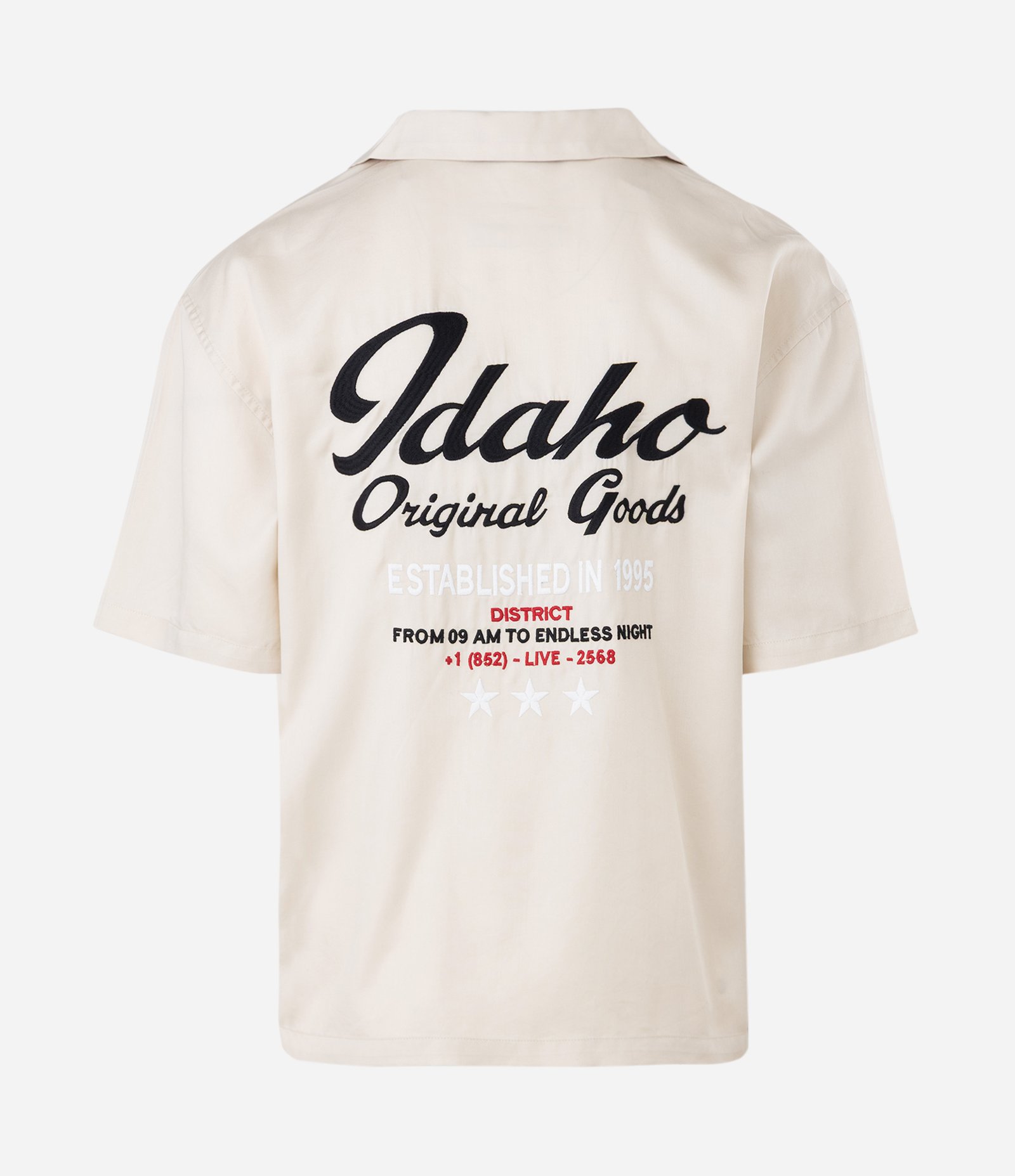 Camisa Manga Curta Boxy com Bordado Idaho Bege 8