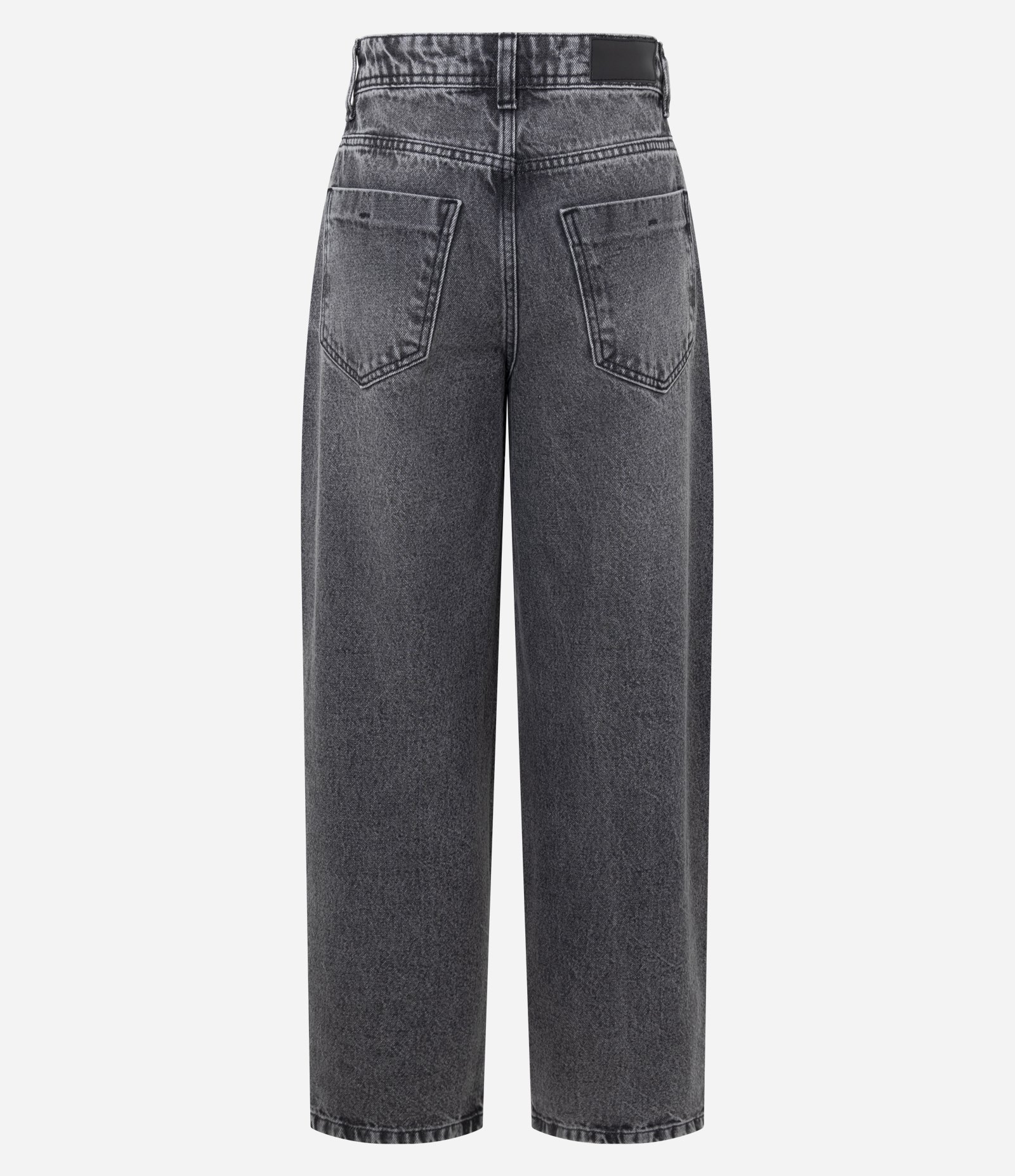 Calça Baggy em Jeans com Cintura Média e Ilhoses Laterais Cinza Estonado 6