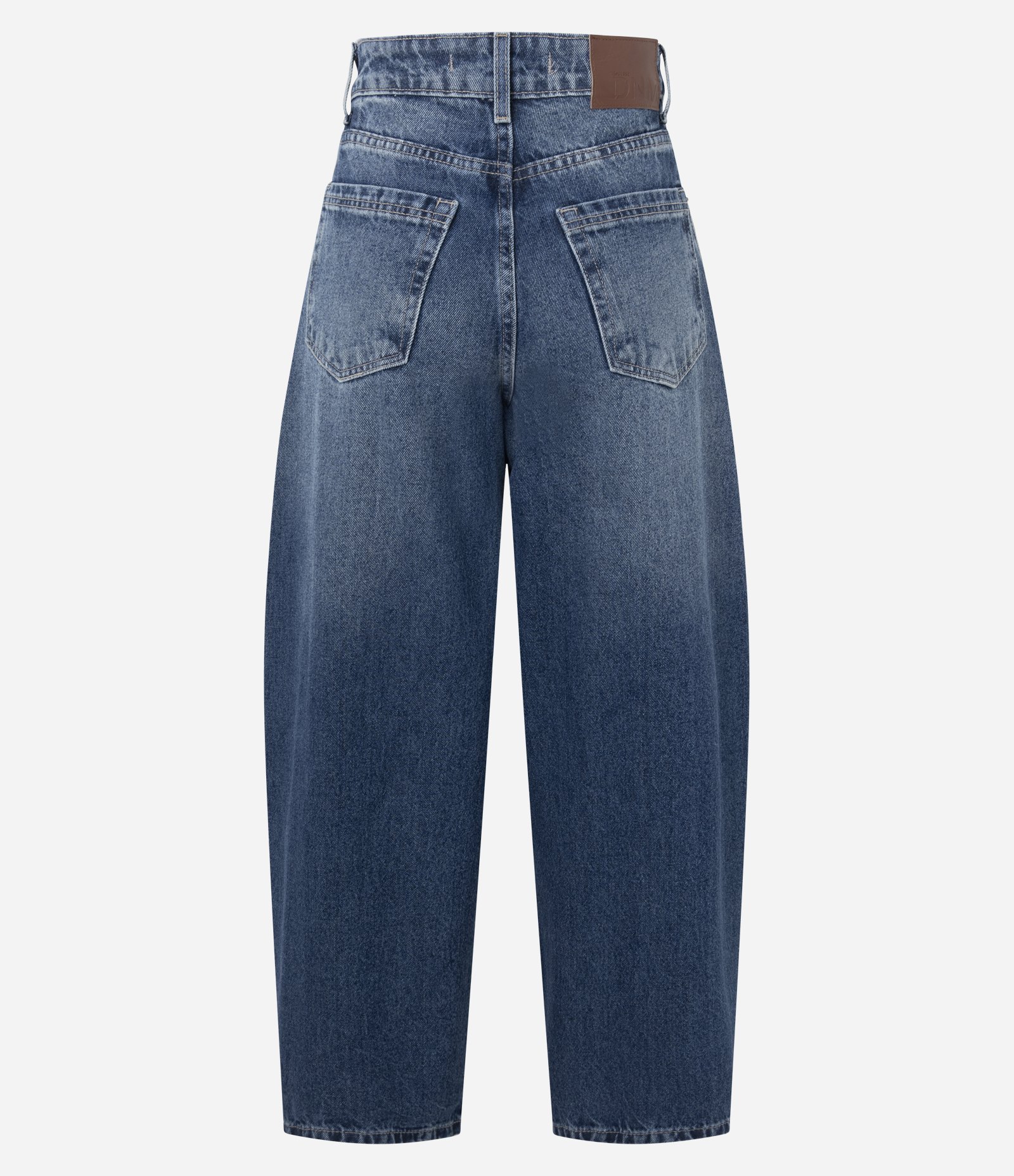 Calça Barrel Em Jeans Com Cintura Alta Azul 7