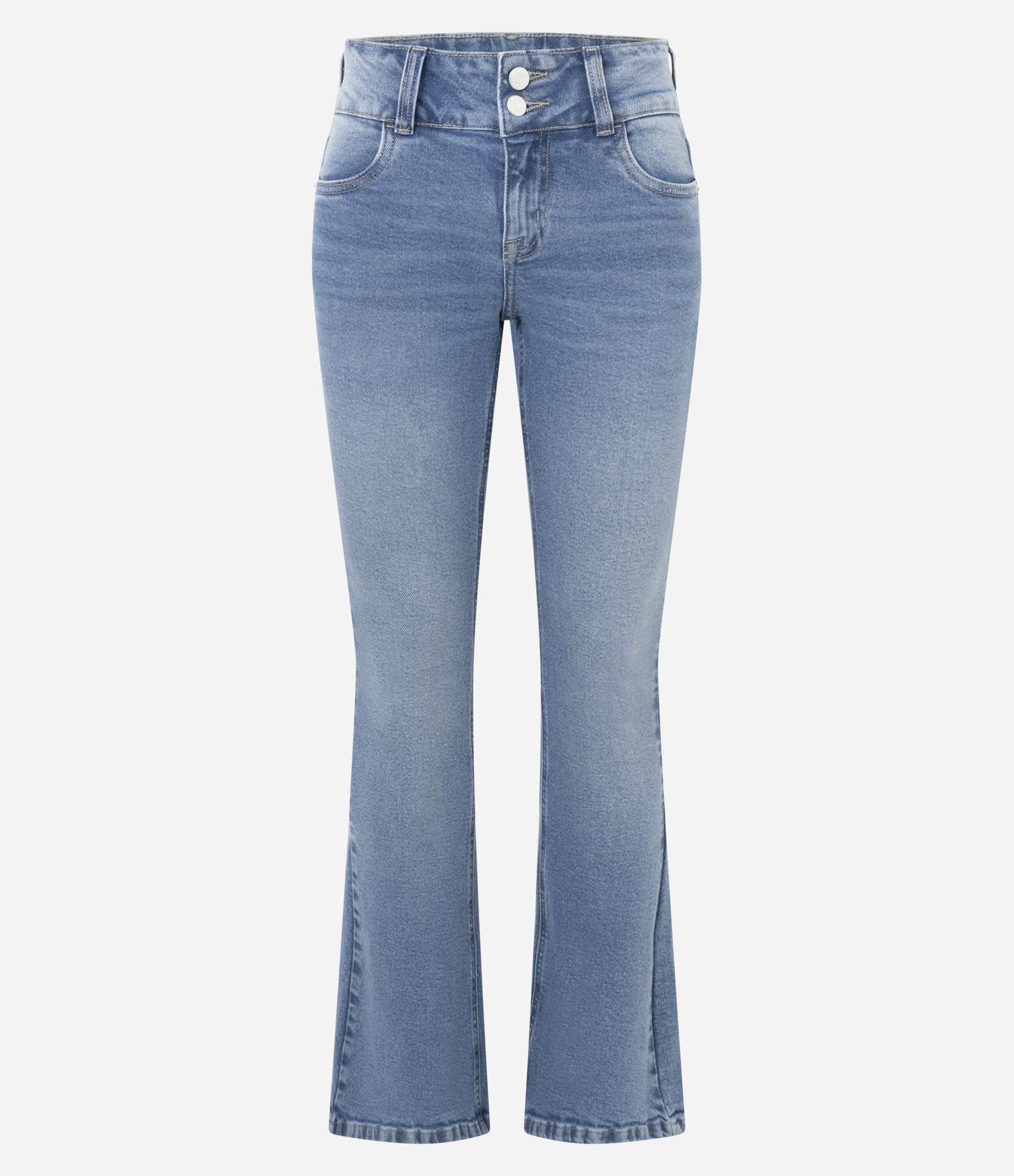 Calça Boot Cut em Jeans com Cintura Baixa Azul Claro 1