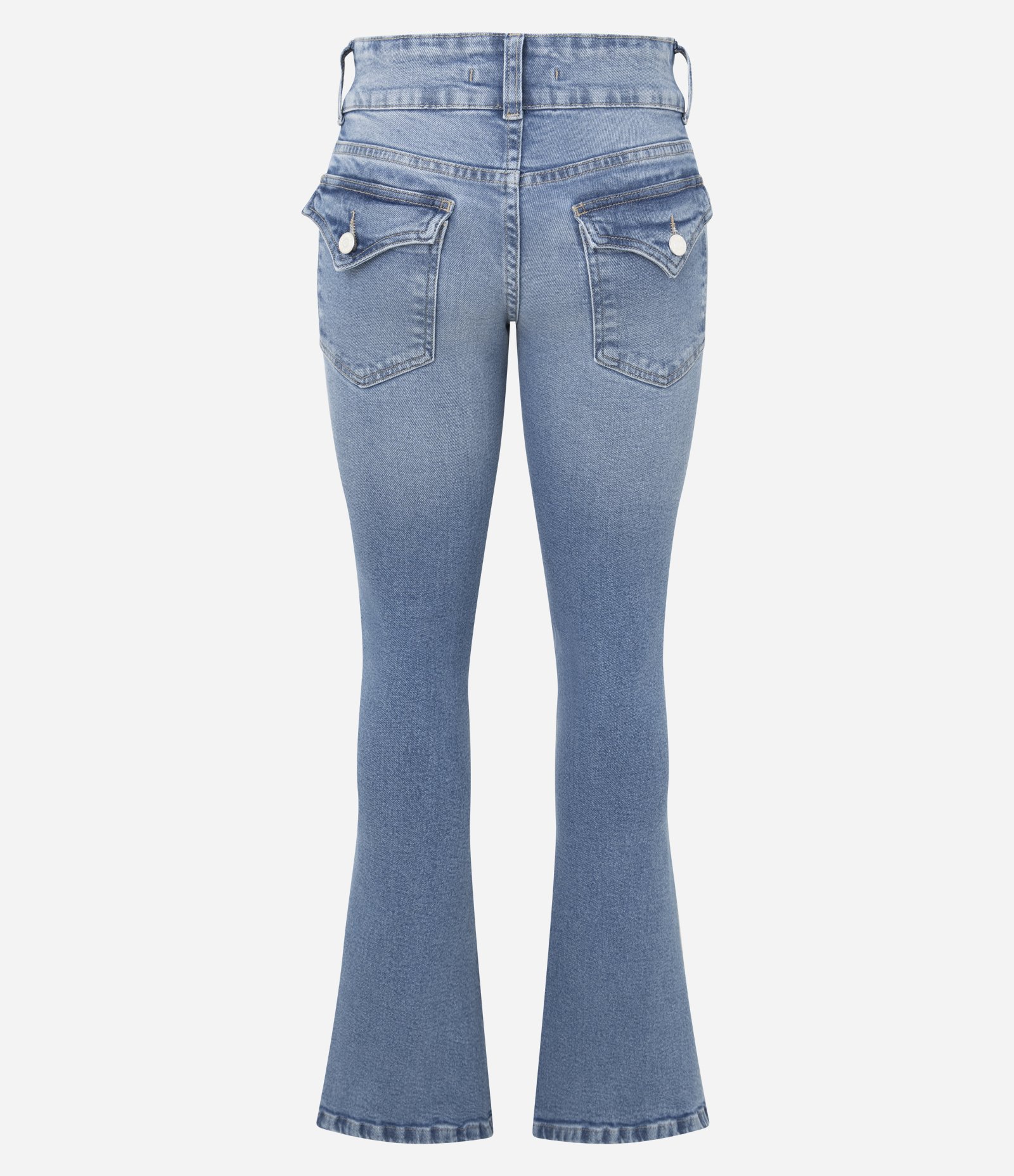 Calça Boot Cut em Jeans com Cintura Baixa Azul Claro 2