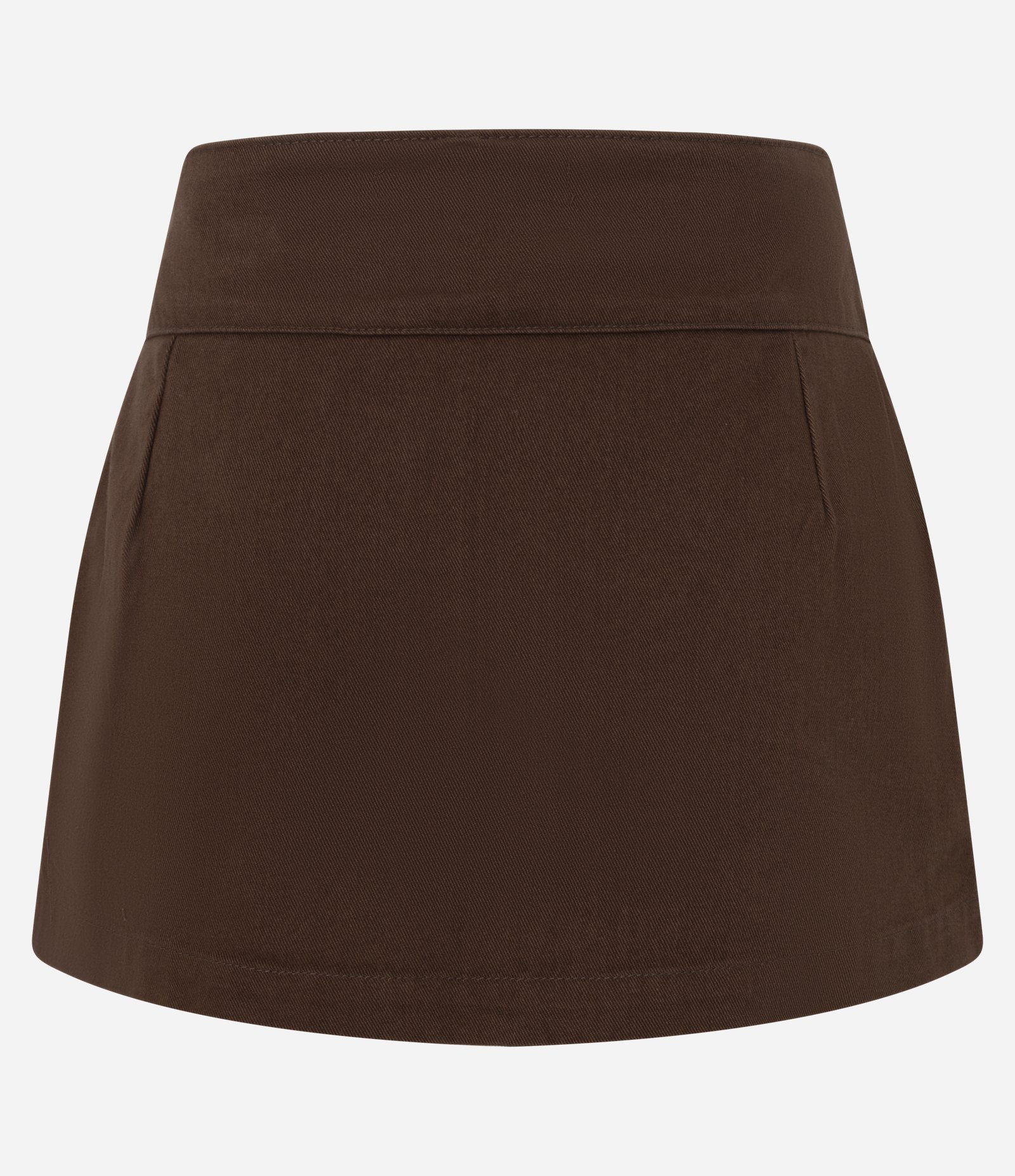 Short Saia em Sarja com Cintura Baixa e Fivela Lateral Marrom Escuro 7