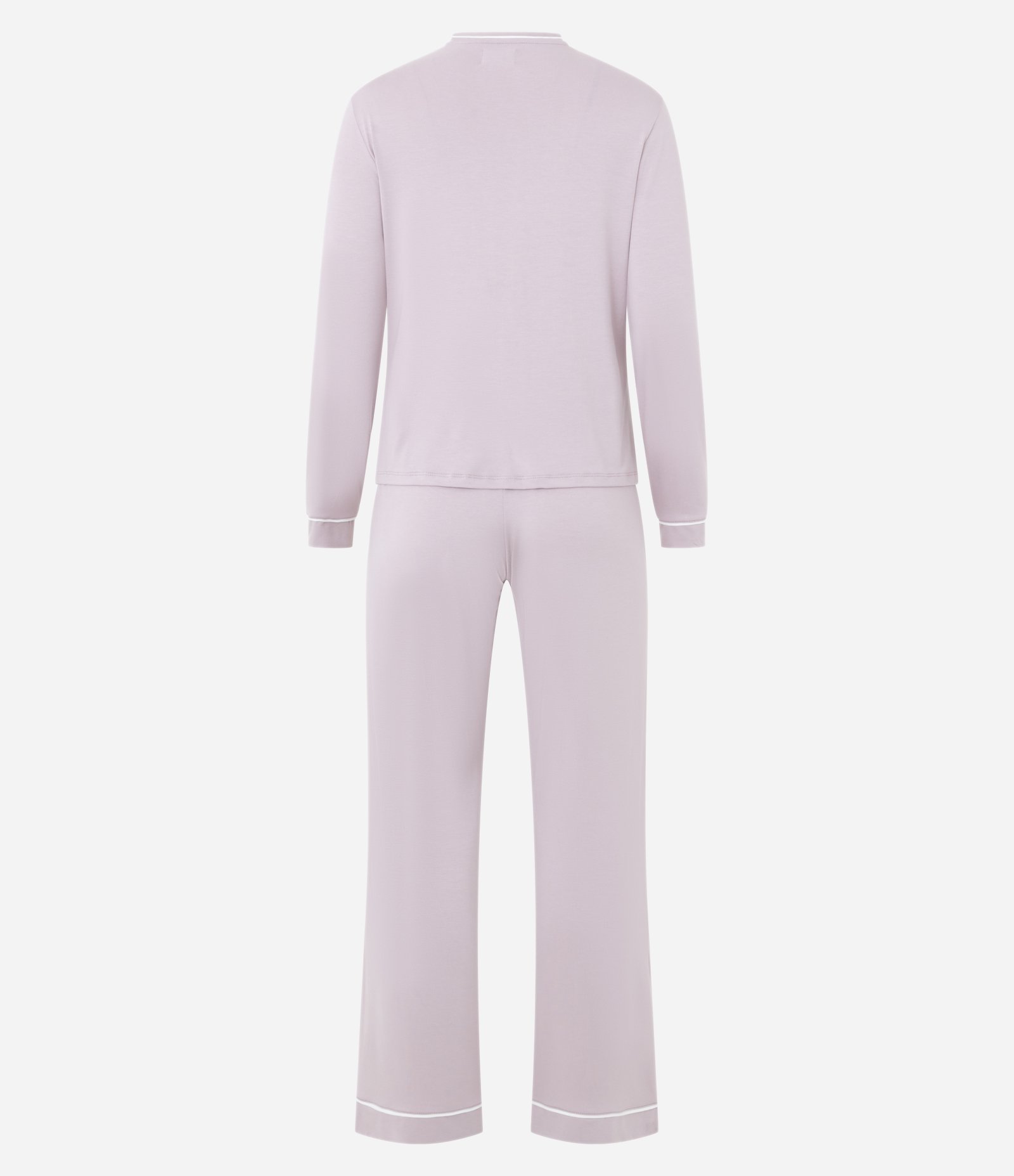 Pijama Longo em Viscolycra com Detalhe Piping e Bolso Rosa 2