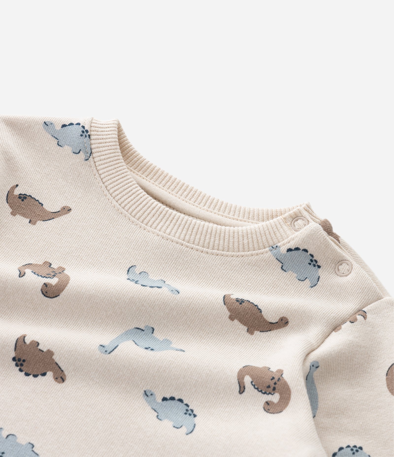 Conjunto Infantil com Casaco Dinossauro e Calça Jogger – Tam RN a 18 Meses Bege Claro 10