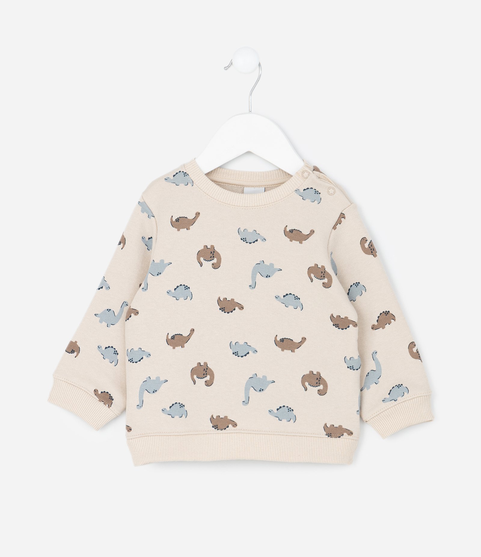 Conjunto Infantil com Casaco Dinossauro e Calça Jogger – Tam RN a 18 Meses Bege Claro 2