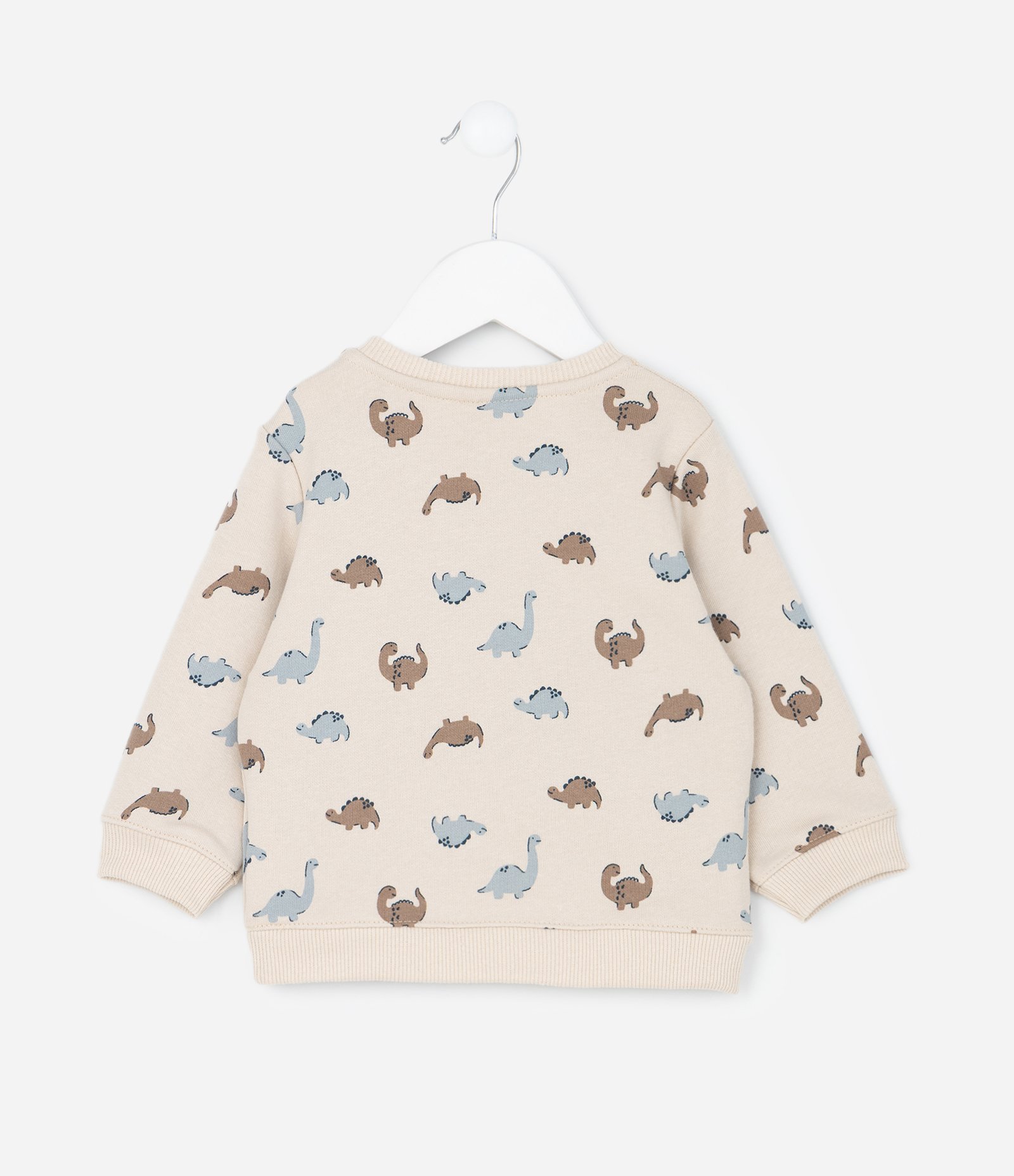 Conjunto Infantil com Casaco Dinossauro e Calça Jogger – Tam RN a 18 Meses Bege Claro 3