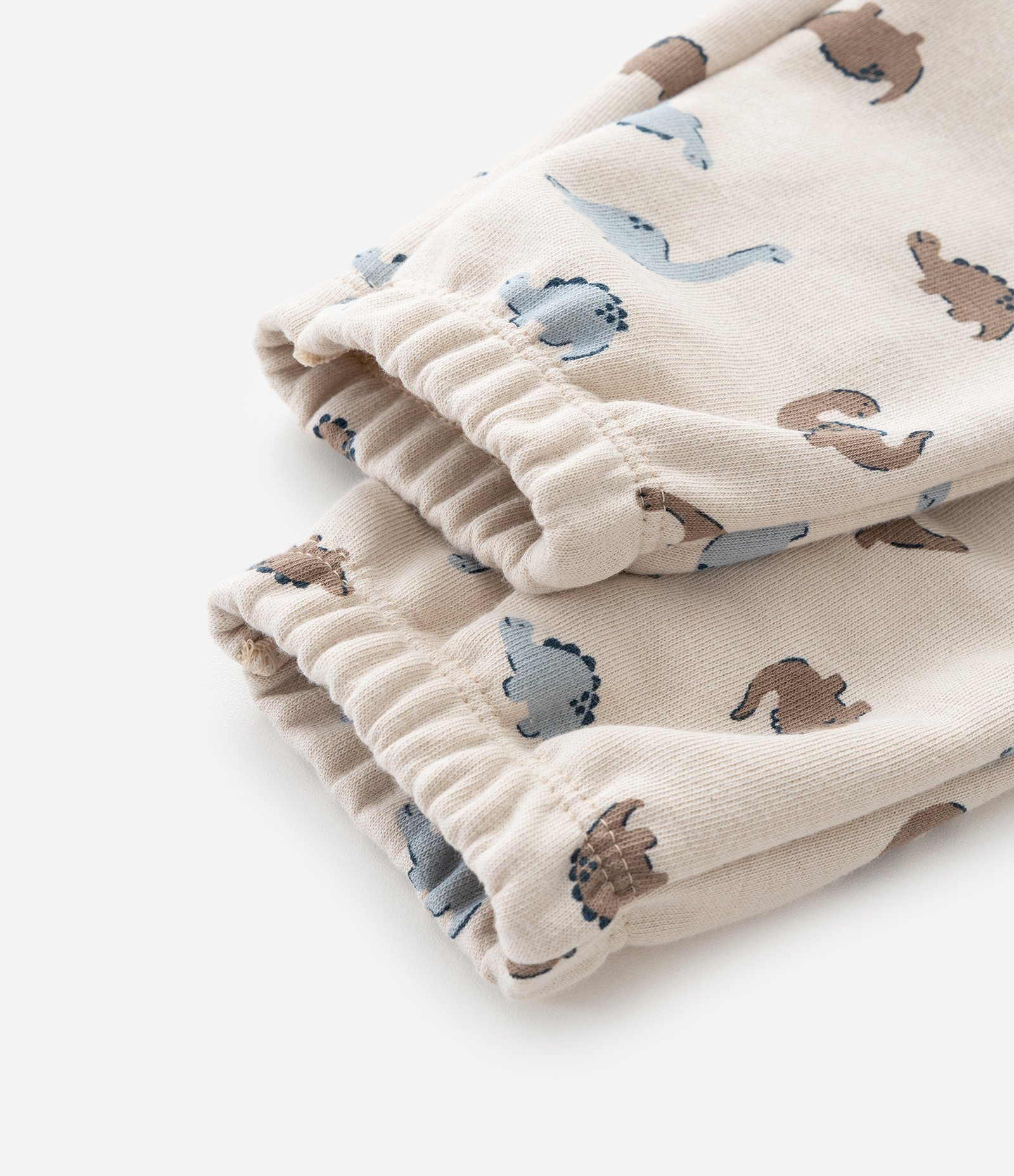 Conjunto Infantil com Casaco Dinossauro e Calça Jogger – Tam RN a 18 Meses Bege Claro 6