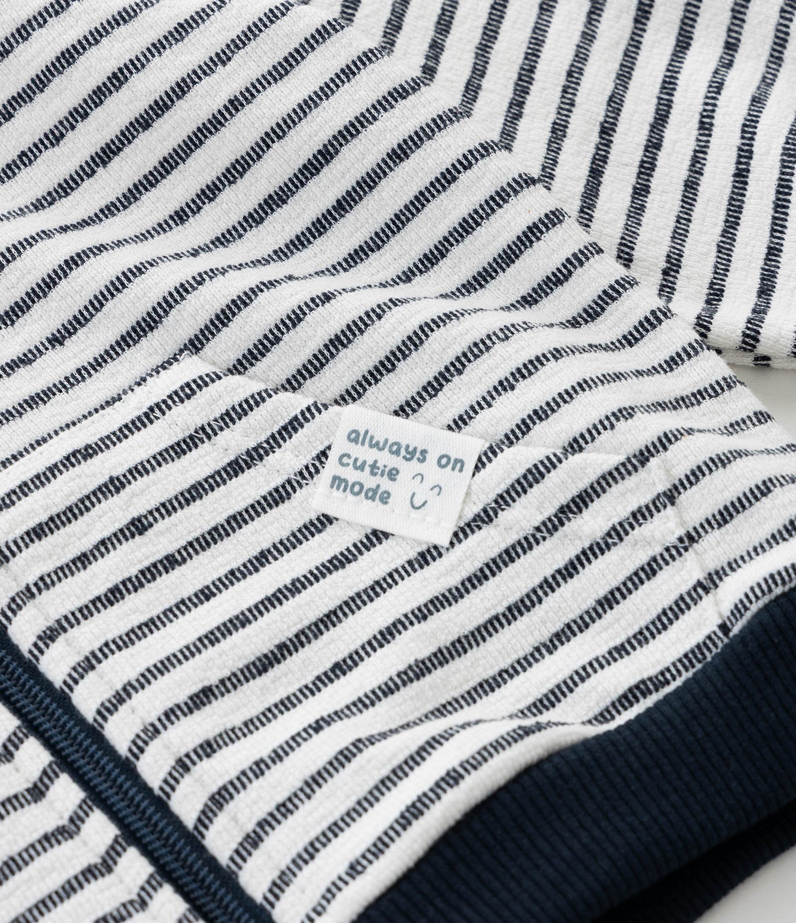 Jaqueta Infantil Listrada com Capuz – Tam RN a 18 Meses Off White/Azul 7