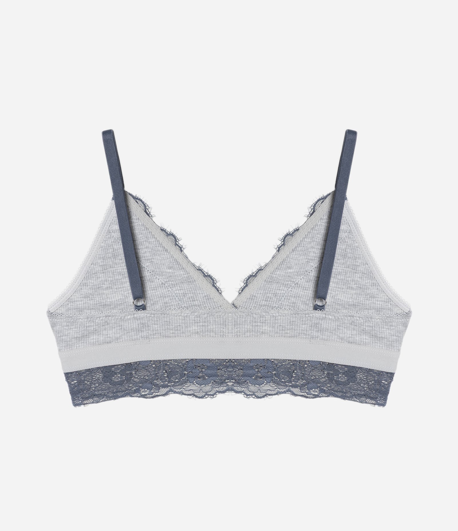 Sutiã Sem Bojo em Viscose Texturizada com Renda Contrastante Cinza 6