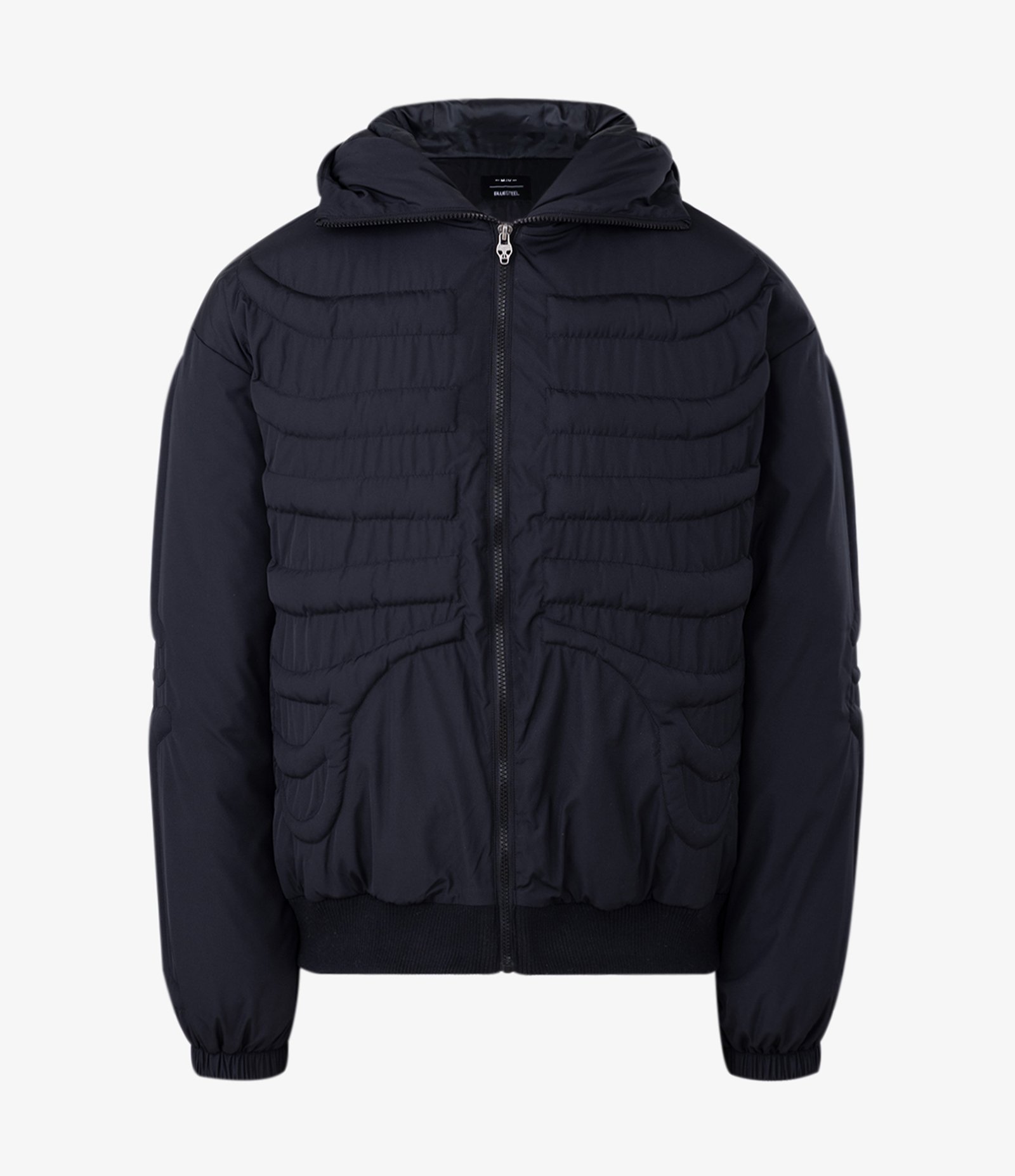 Jaqueta Puffer com Textura de Esqueleto Preto 5