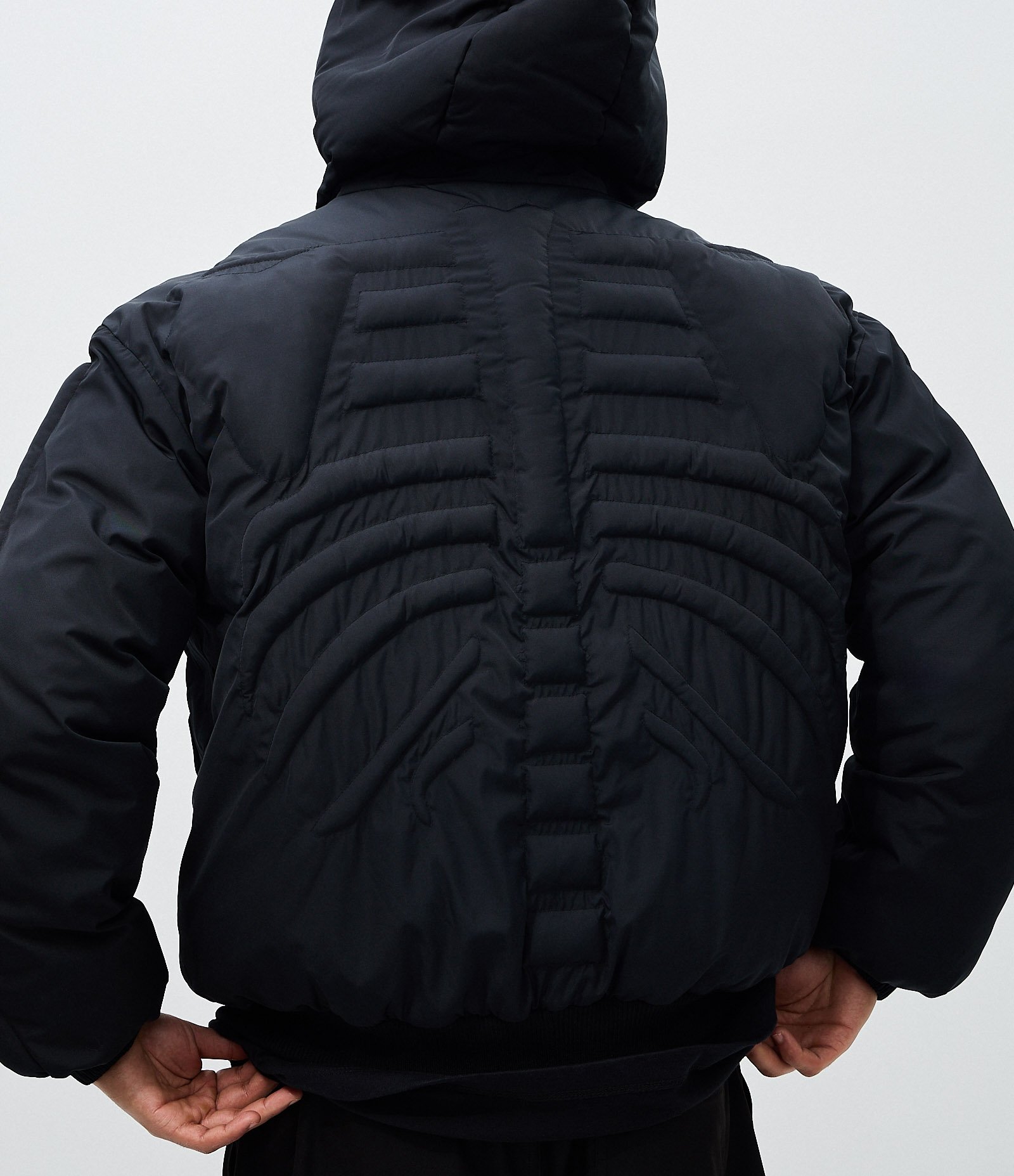 Jaqueta Puffer com Textura de Esqueleto Preto 3
