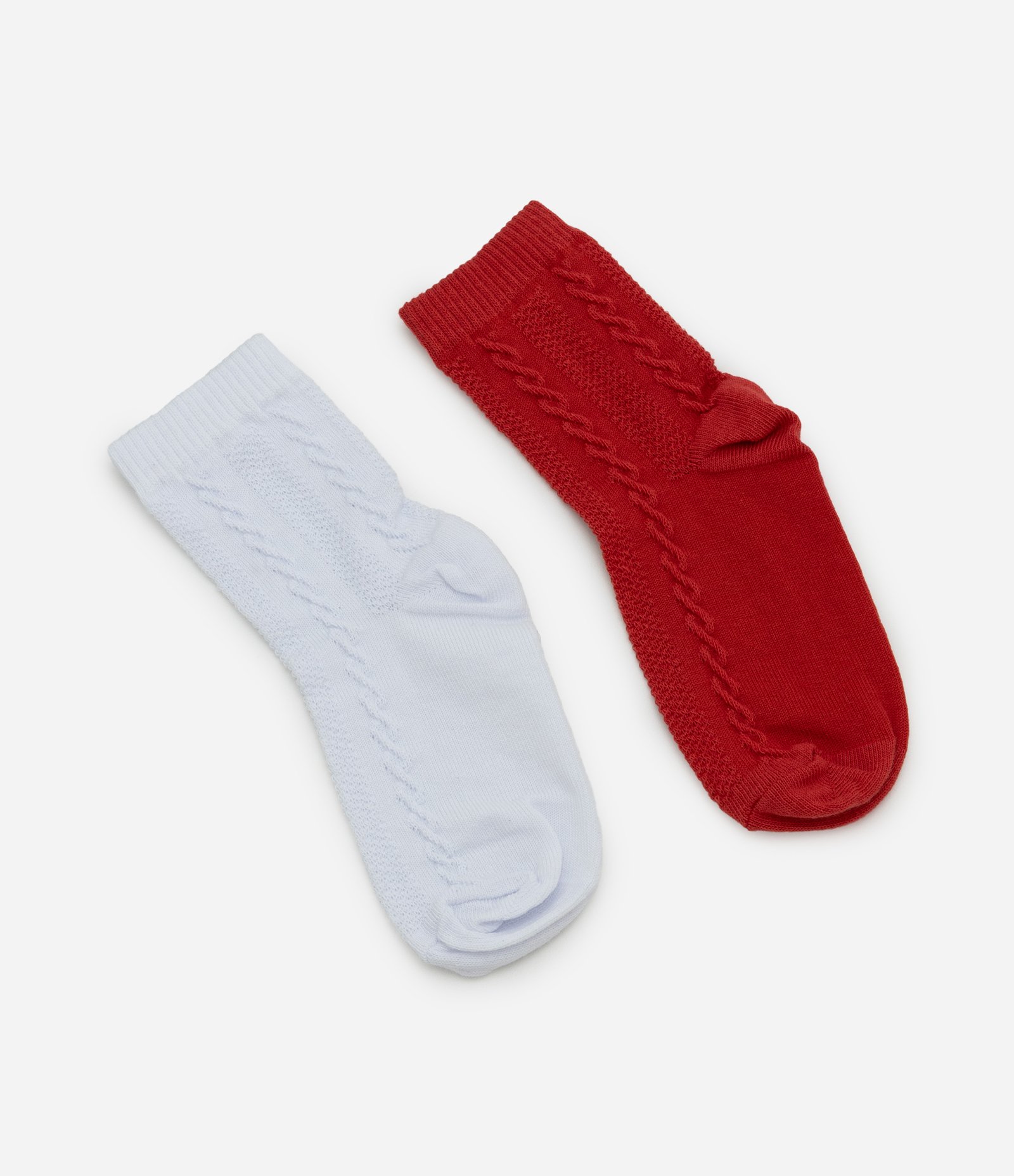 Kit 02 Meias Infantis Cano Médio com Laços - Tam 19/22 a 31/34 Branco/Vermelho 2