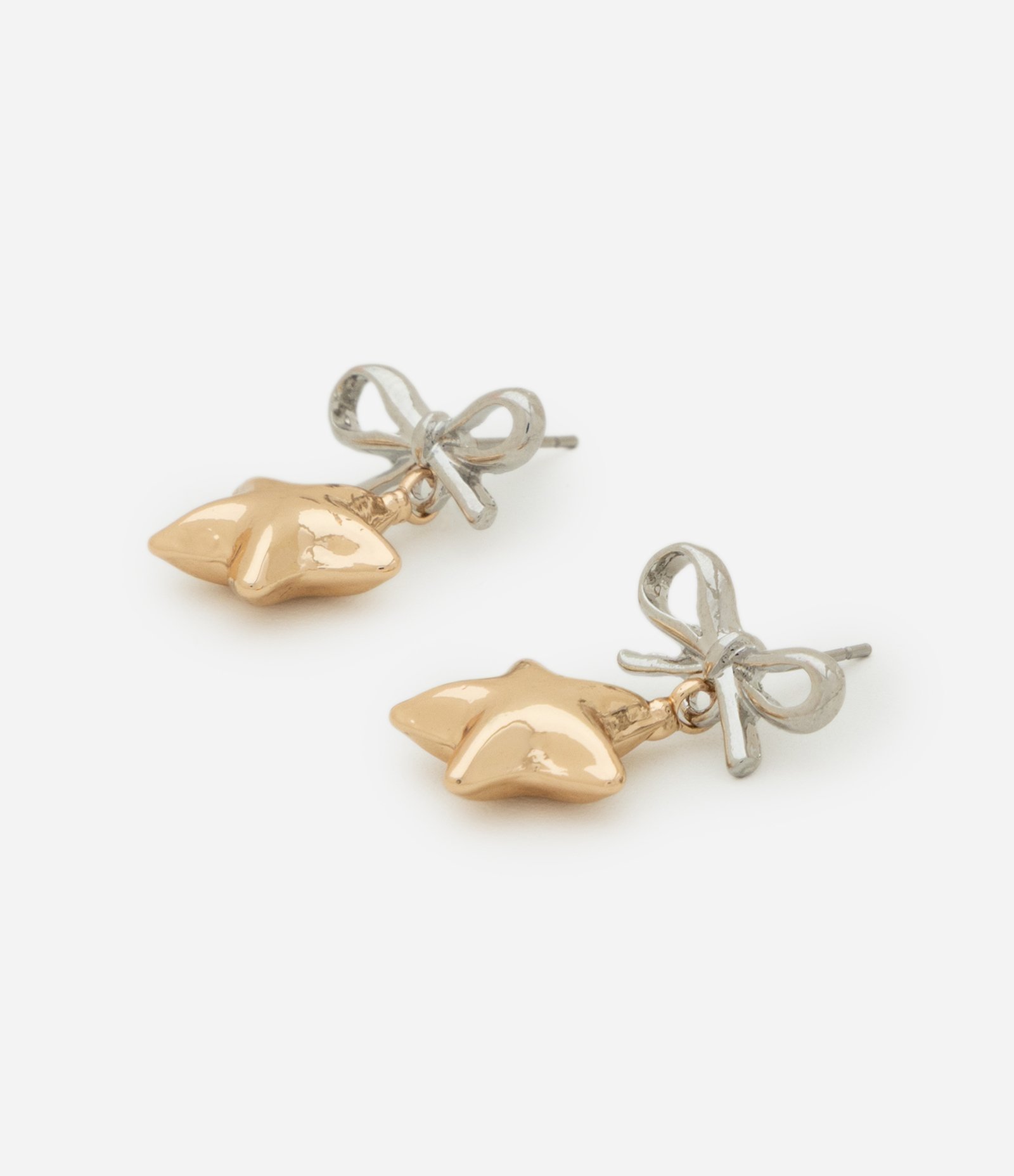 Brinco Pequeno com Base Laço e Pingente de Estrela Multicores 2