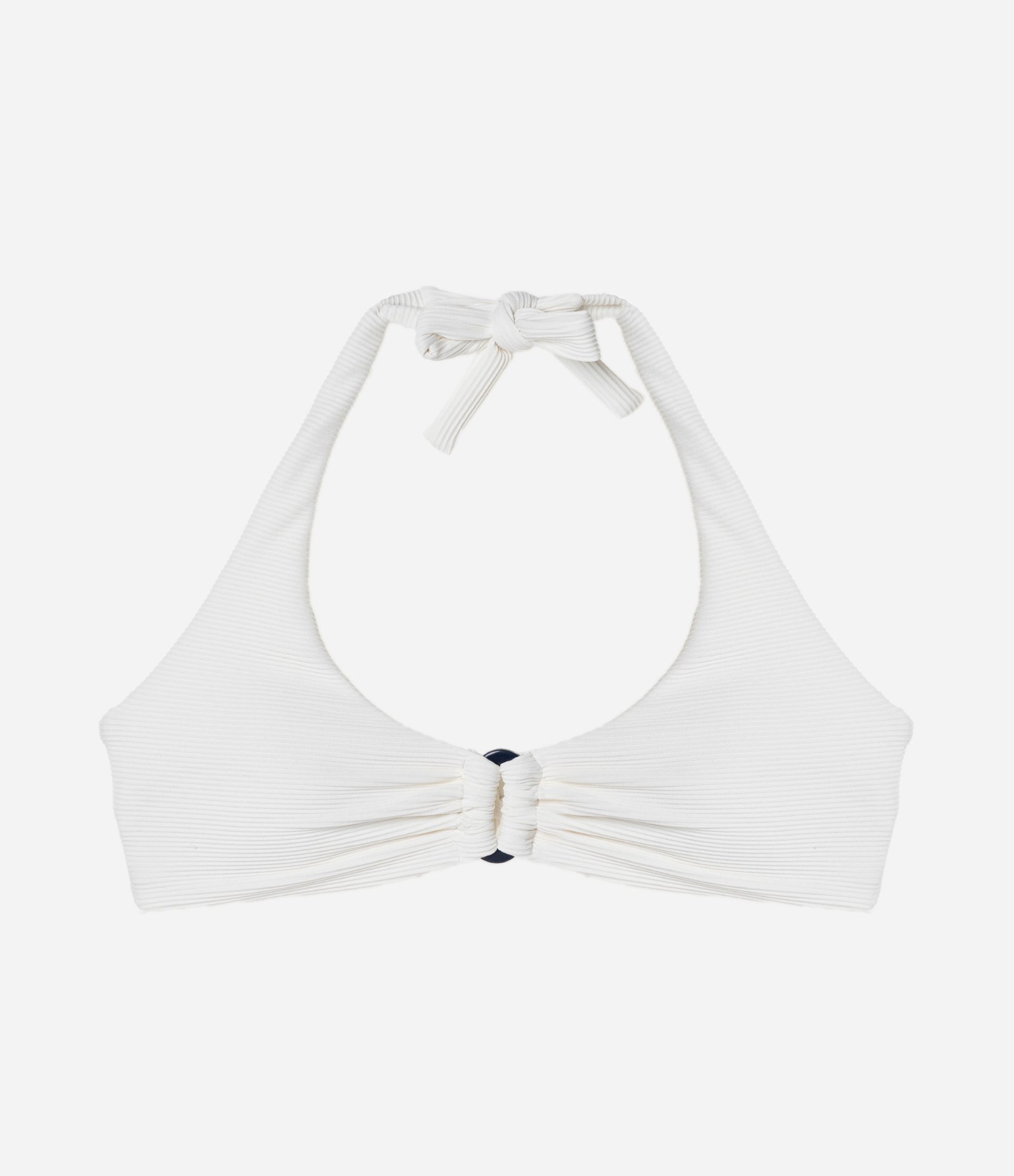 Biquíni Top Canelado com Amarração e Aviamento Central Branco 4