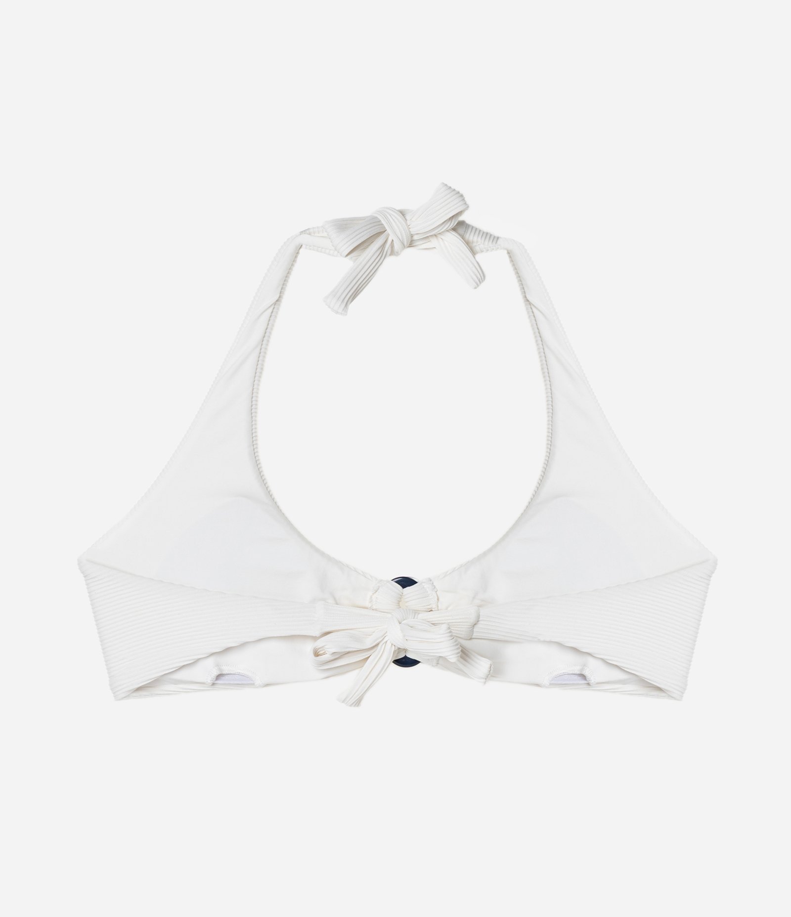 Biquíni Top Canelado com Amarração e Aviamento Central Branco 5