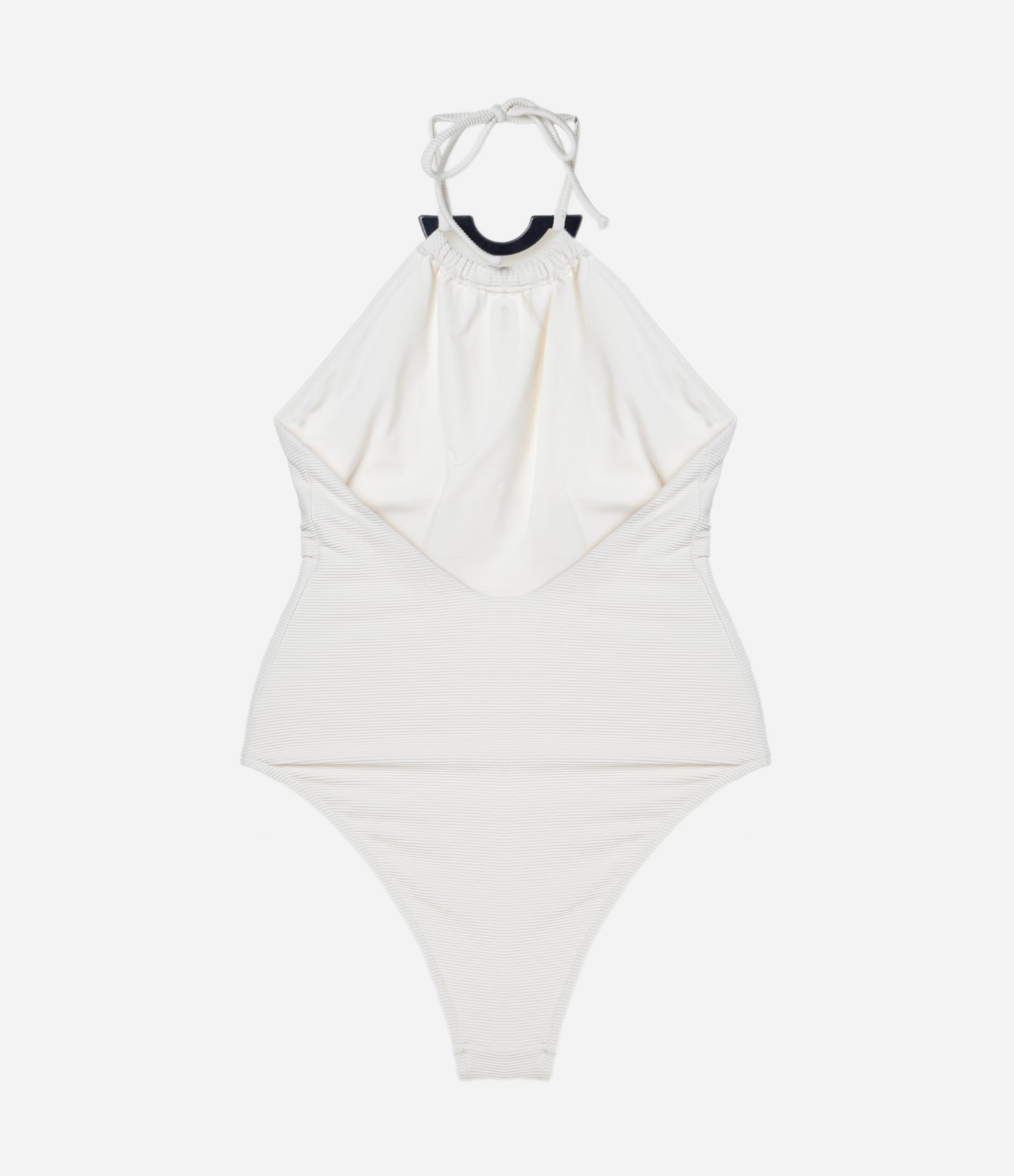 Maiô em Microfibra Canelado com Aviamento no Decote Halter Branco 5