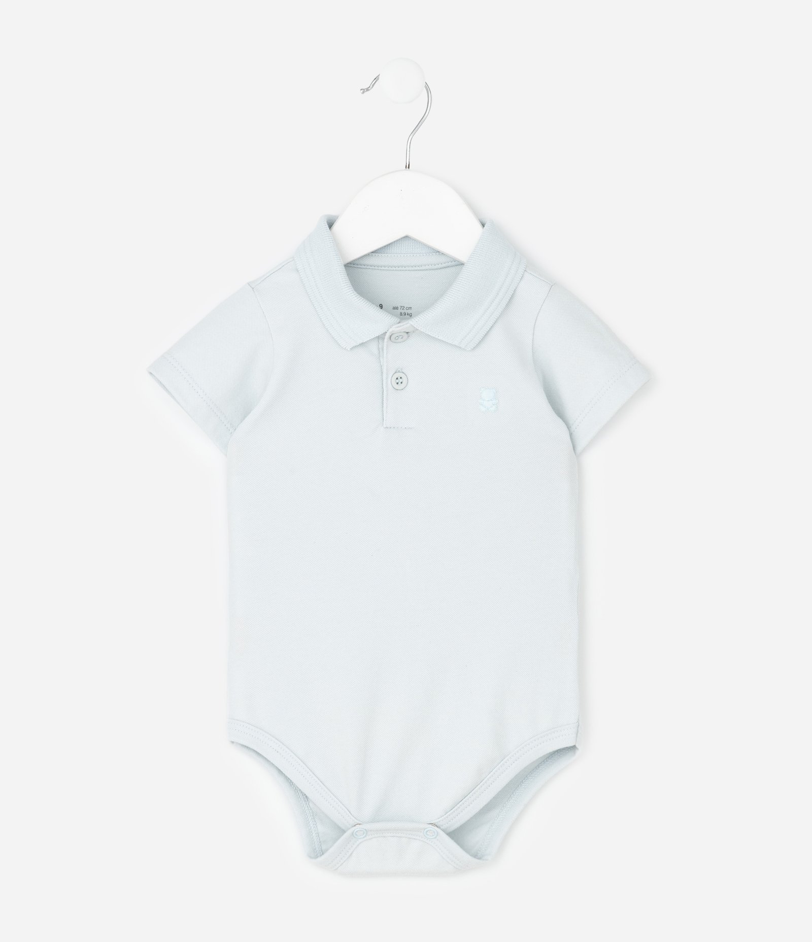 Body Infantil em Piquet Texturizado com Gola Polo – Tam 0 a 18 Meses Azul Claro 2