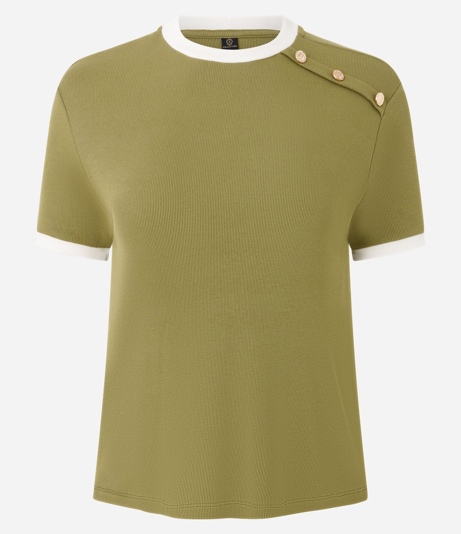 Blusa Manga Curta em Ribana Com Botões no Ombro Verde 4