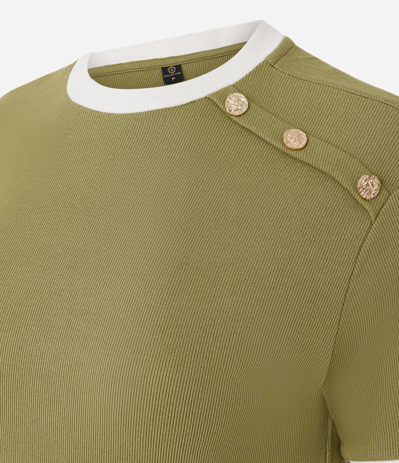 Blusa Manga Curta em Ribana Com Botões no Ombro Verde 5