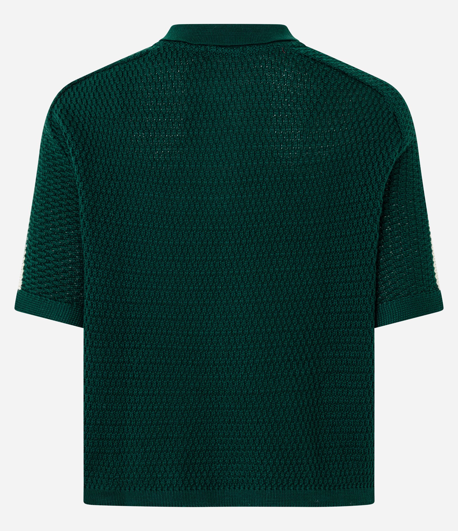 Blusa Polo em Tricô com Manga Curta e Detalhe de Listras Verde 8