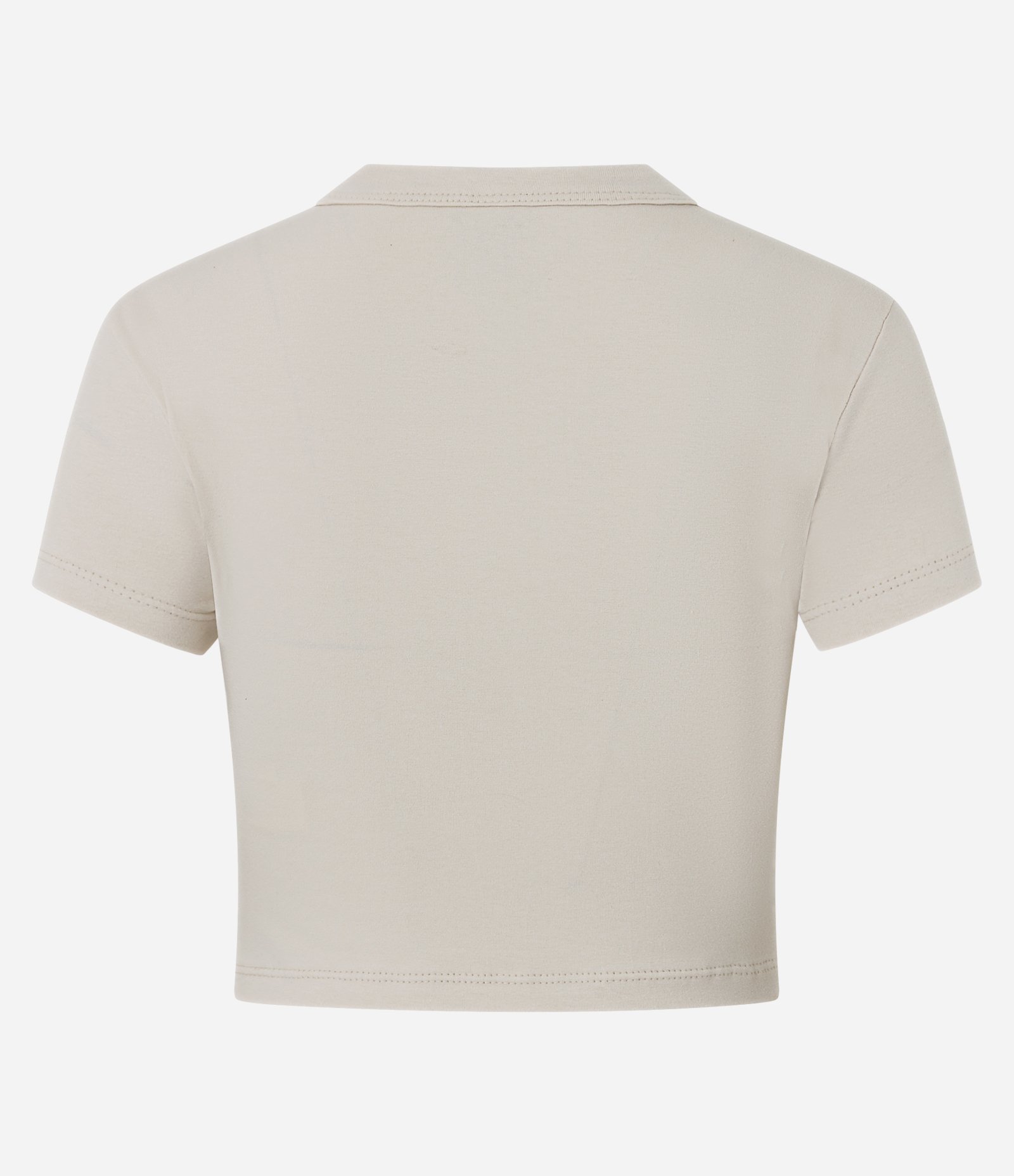 Blusa Baby Tee em Algodão com Cava Deslocada Bege 2