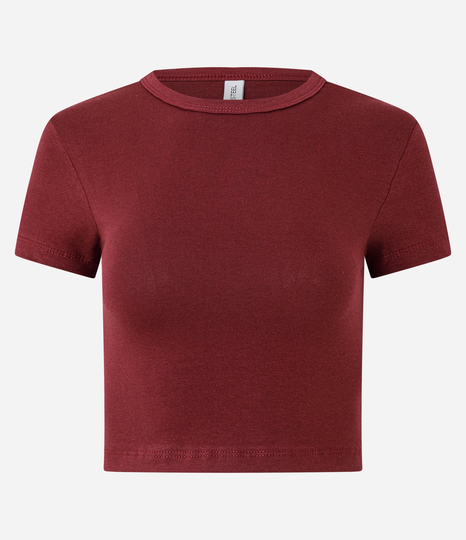 Blusa Baby Tee em Algodão com Cava Deslocada Vermelho Escuro 1