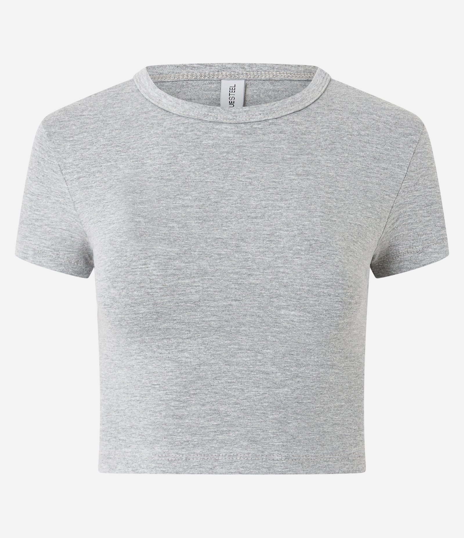 Blusa Baby Tee em Algodão com Cava Deslocada Cinza 1