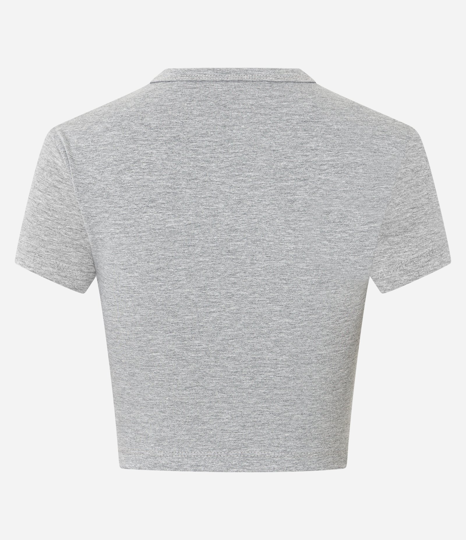 Blusa Baby Tee em Algodão com Cava Deslocada Cinza 2