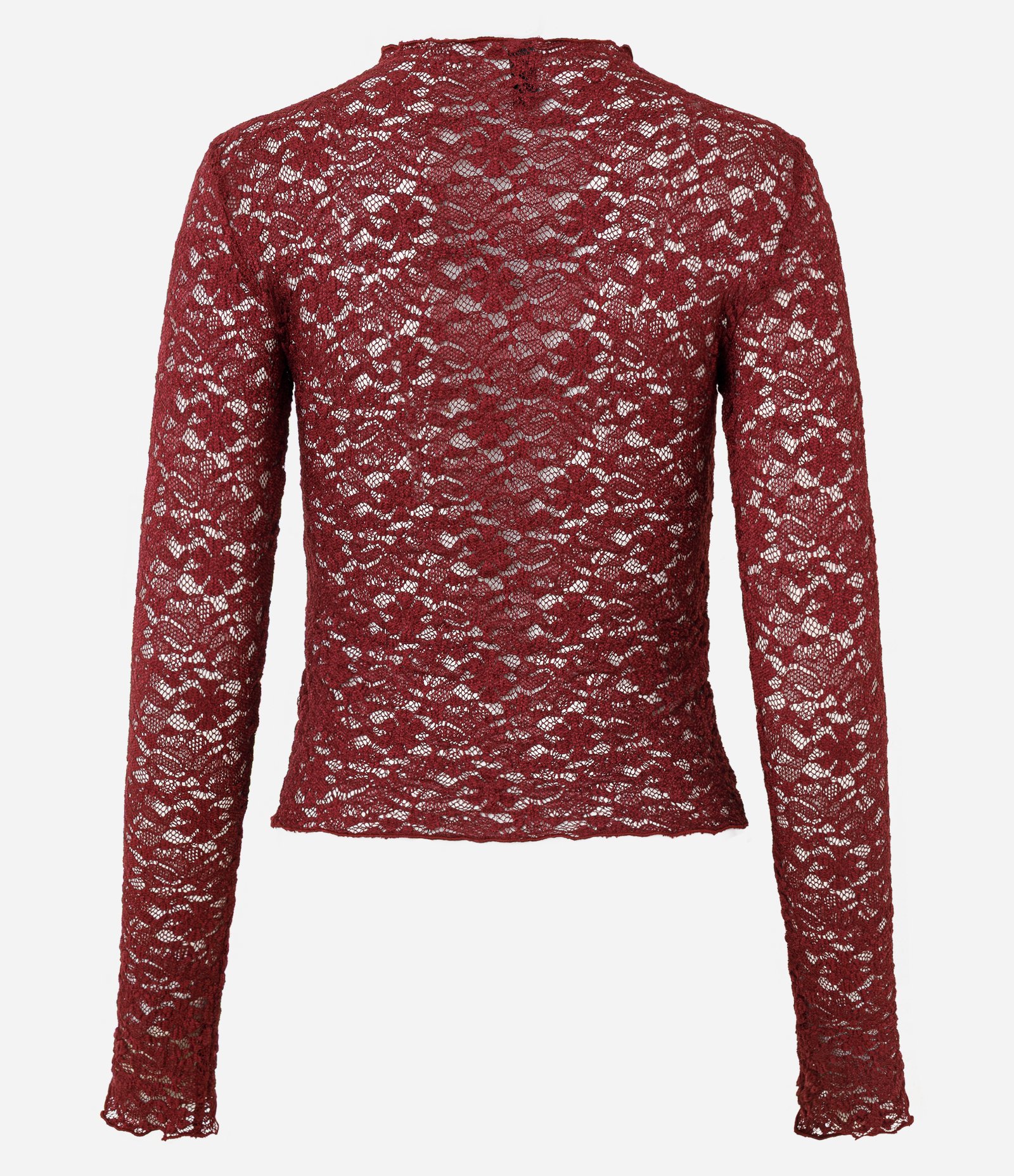 Blusa Manga Longa em Renda Texturizada Tawny Port 3