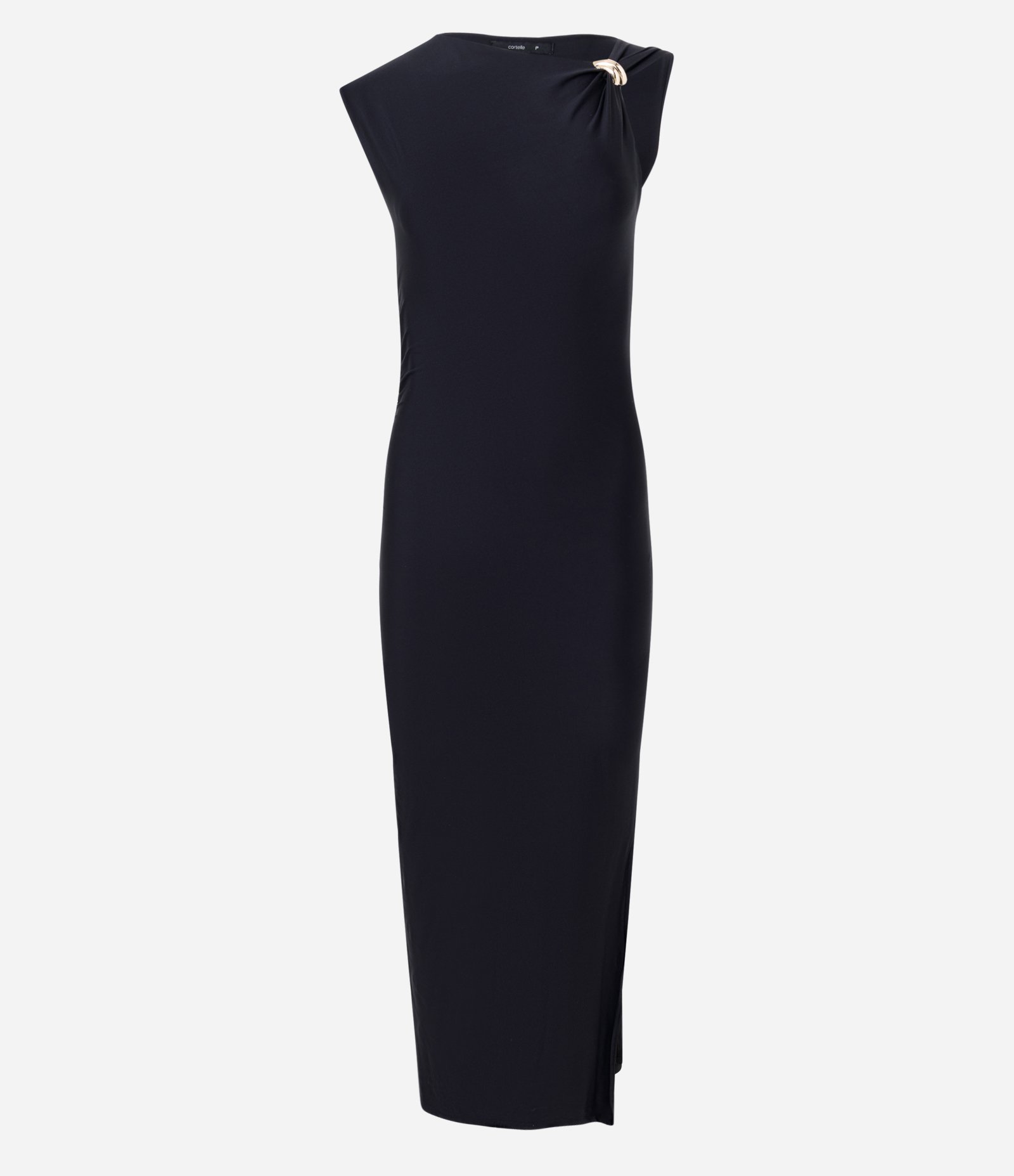 Vestido Midi com Fivela na Alça e Franzido na Lateral Preto 5