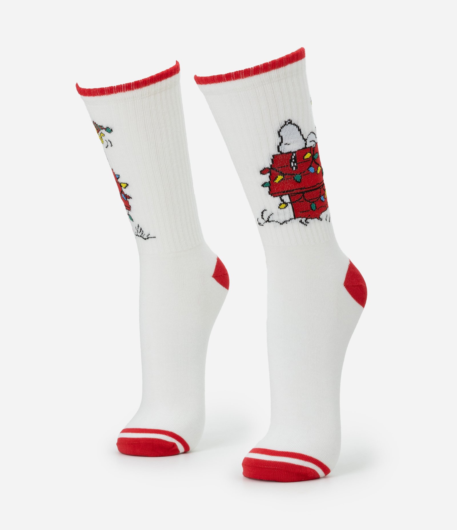 Meia Cano Longo em Algodão com Estampa Snoopy Natal Branco 1