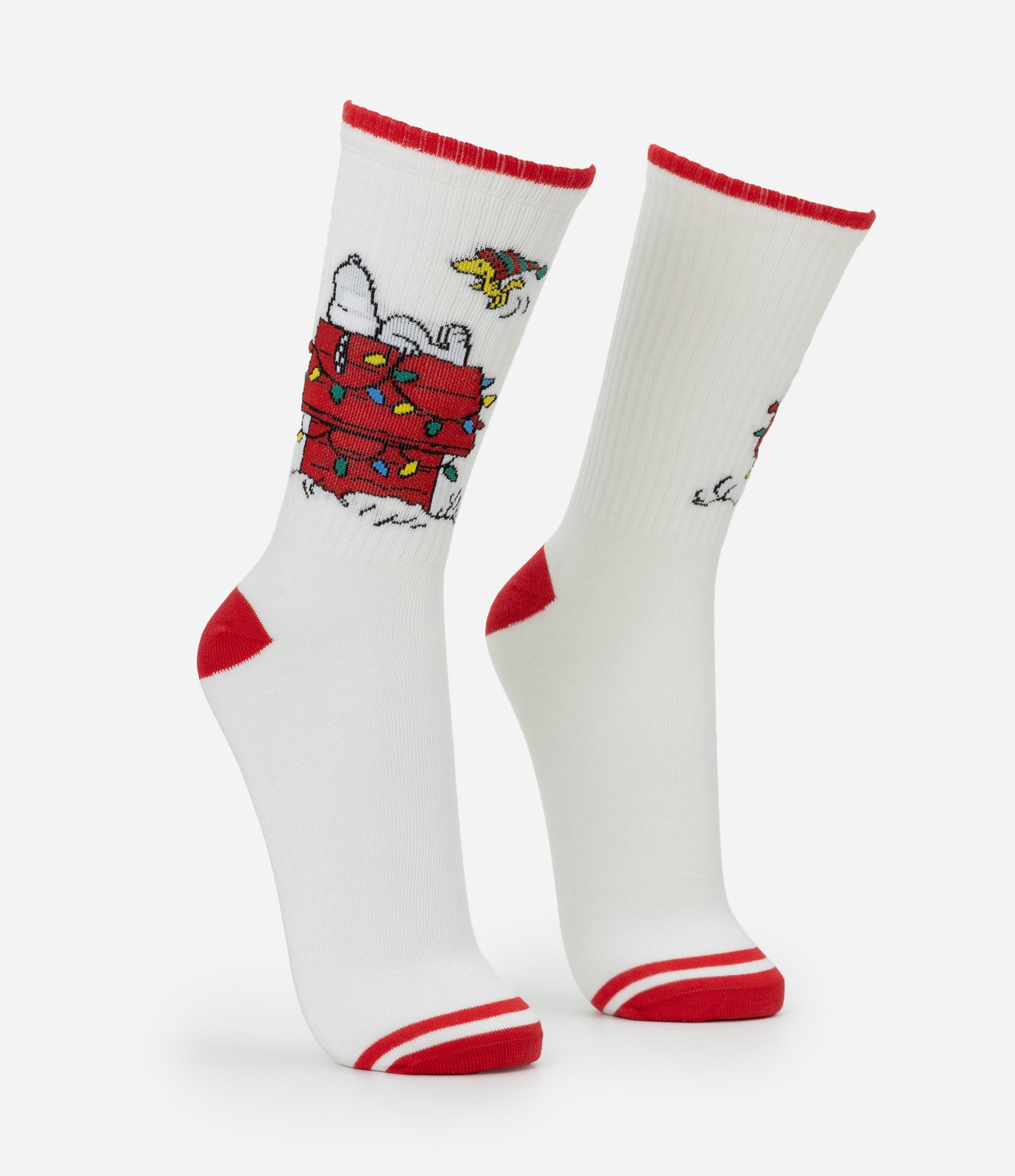 Meia Cano Longo em Algodão com Estampa Snoopy Natal Branco 2