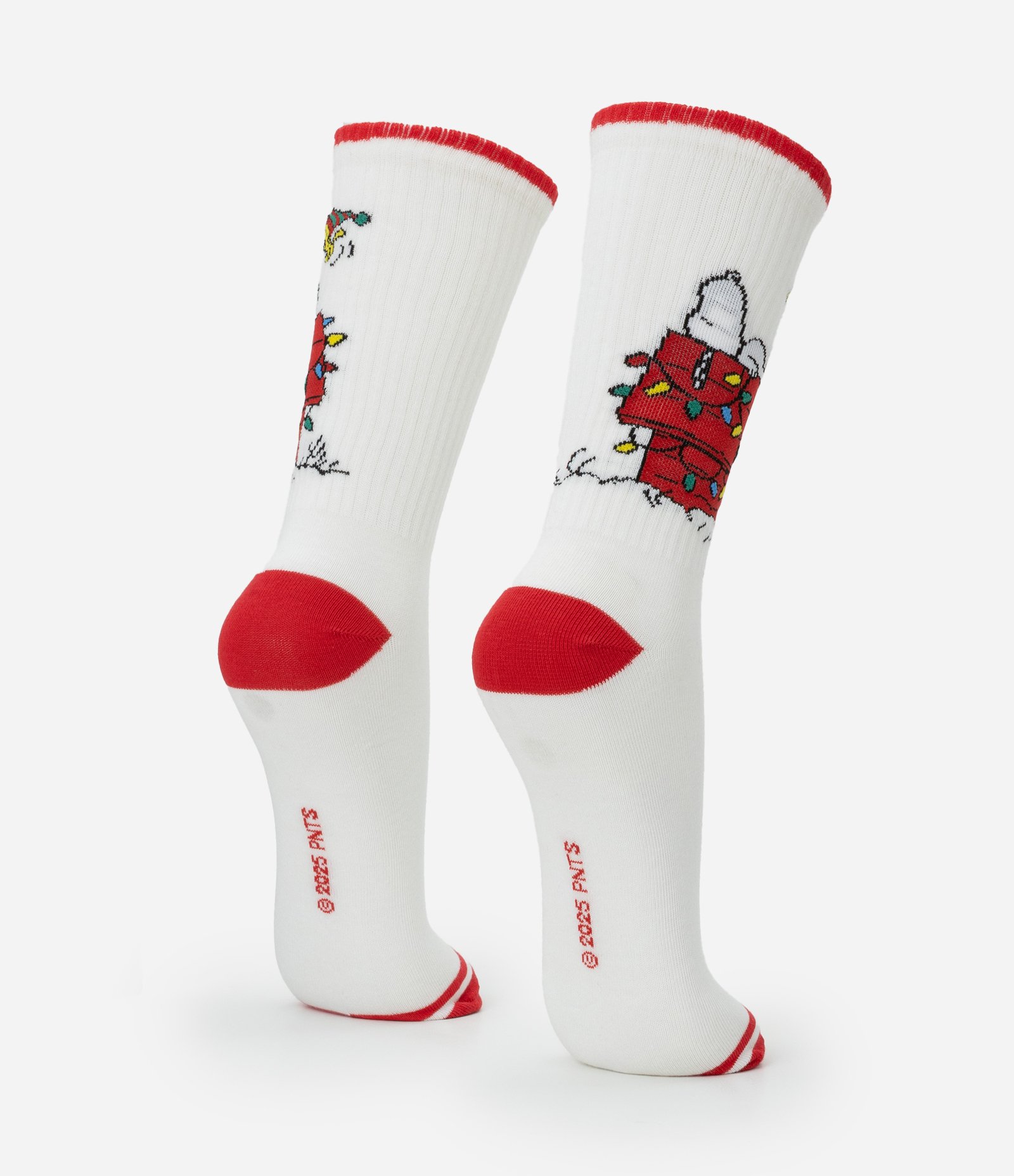 Meia Cano Longo em Algodão com Estampa Snoopy Natal Branco 3