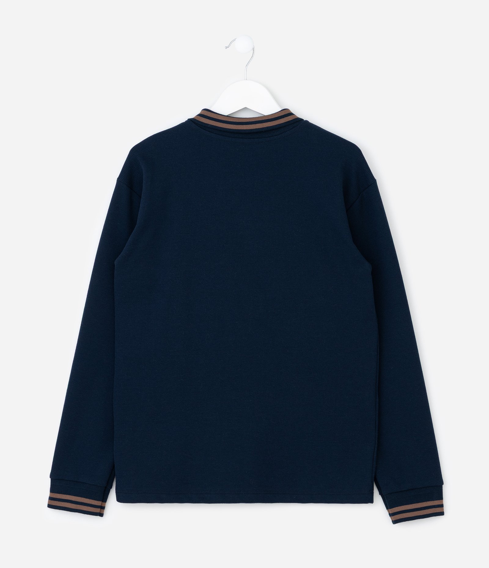 Camiseta Infantil Texturizada com Gola Polo – Tam 5 a 14 Anos Azul Marinho 2