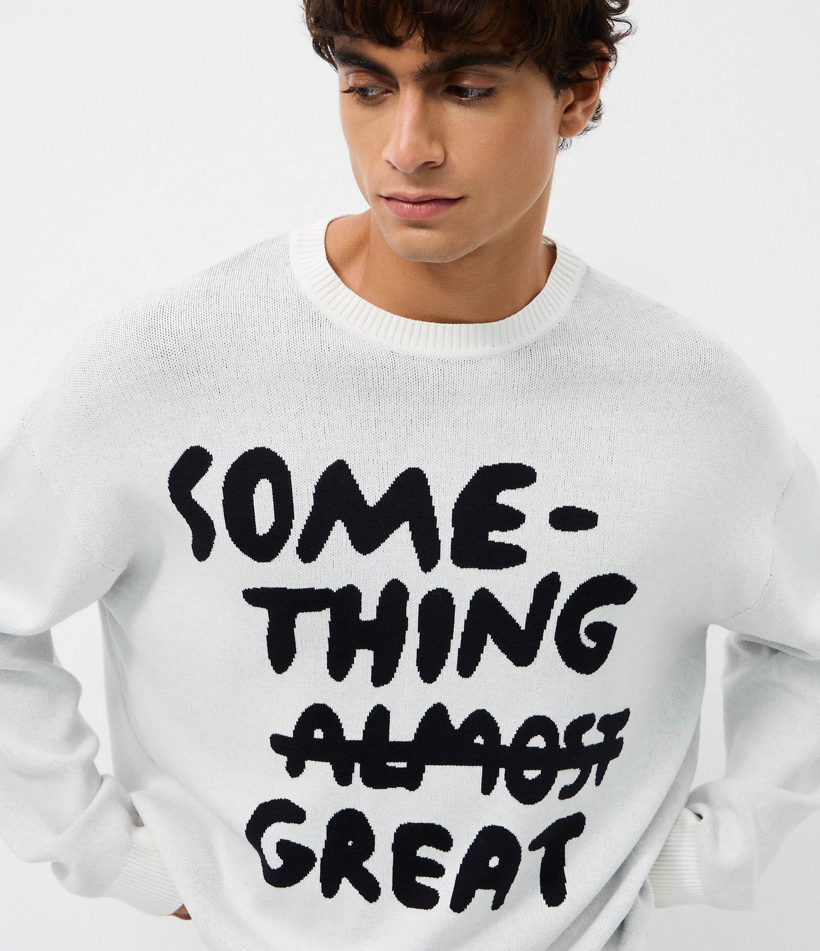 Suéter Boxy em Jacquard com Lettering Branco 3