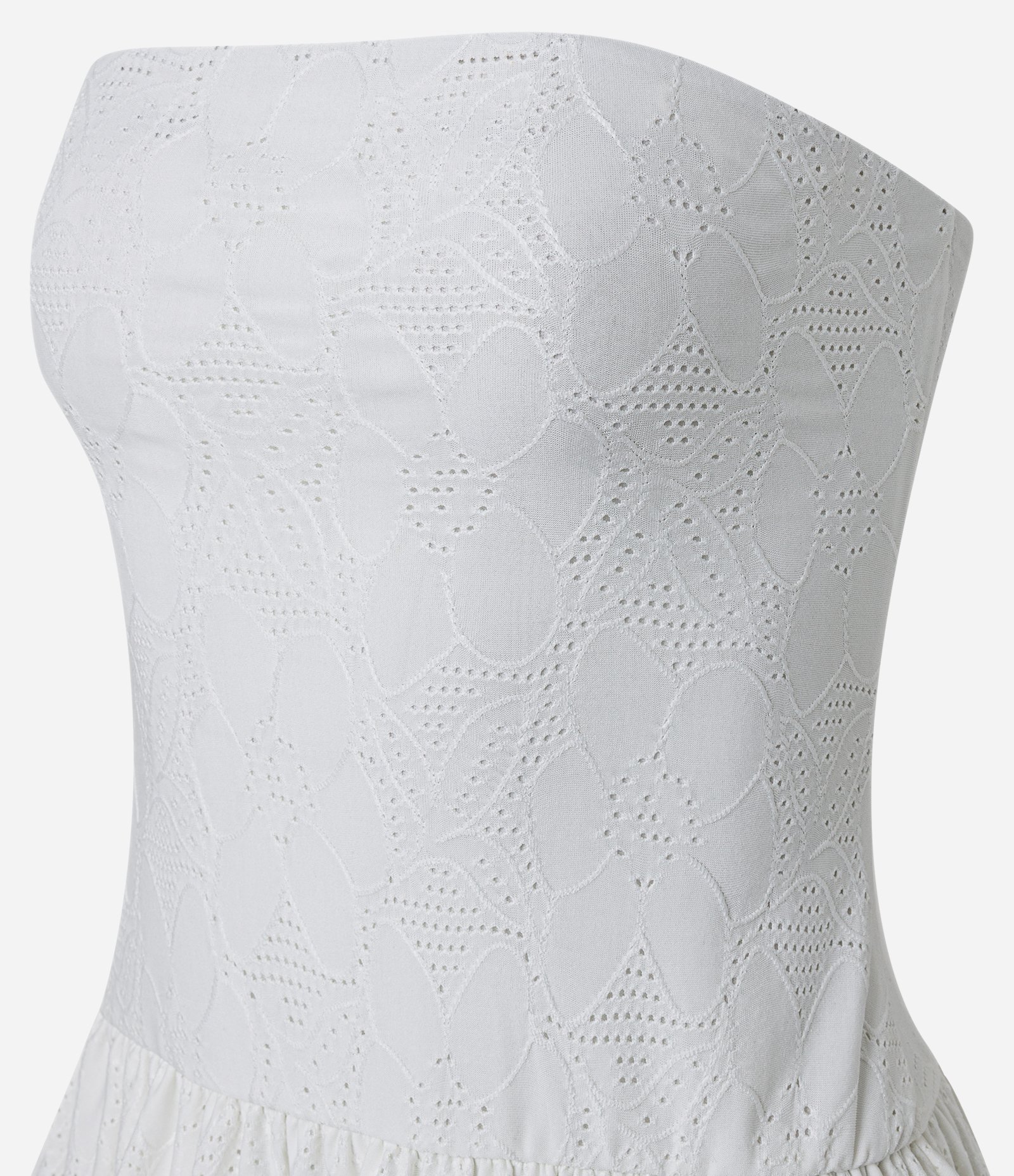 Vestido Curto em Laise com Babados e Bordado Floral Branco 6