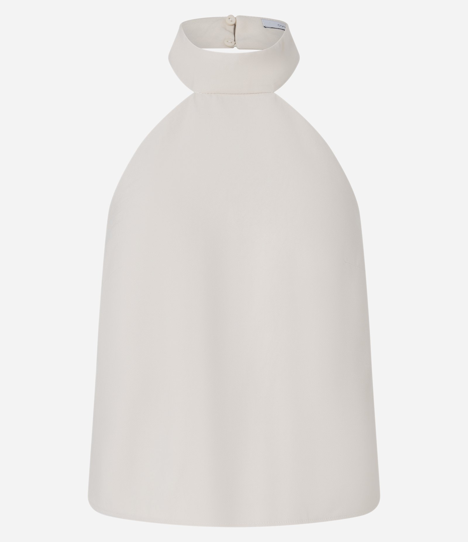 Blusa Alfaiatada Frente Única em Viscose com Gola Alta Bege 1